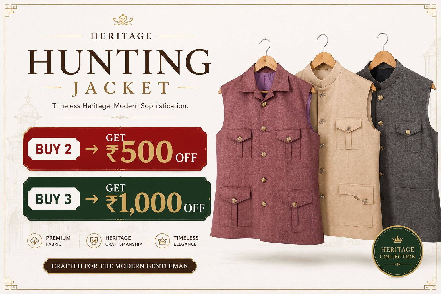 Premium 4-Pocket Hunting Jackets for Men | Jaipuri Crown Collection