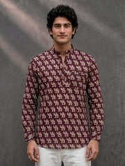 Plus Size Elephant Charm – Printed Cotton Short Kurta