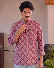 Royal Blossom – Printed Cotton Short Kurta