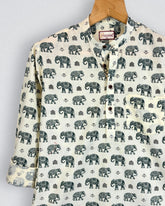 Majestic Elephants – Printed Cotton Short Kurta