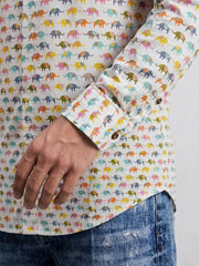 Vibrant Elephants โ Plus Size Cotton Short Kurta