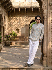 Leafy Elegance – Plus Size Printed Cotton Short Kurta
