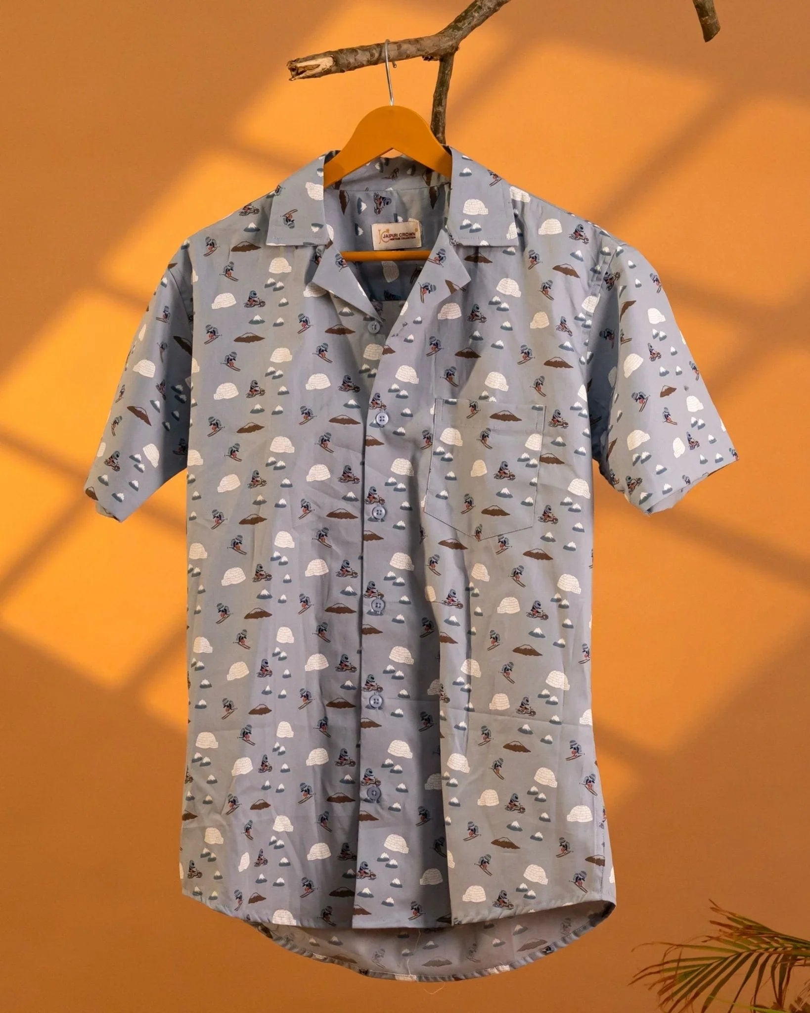 Alpine Drift – Winter Escape Cuban Collar Shirt - Jaipuri Crown
