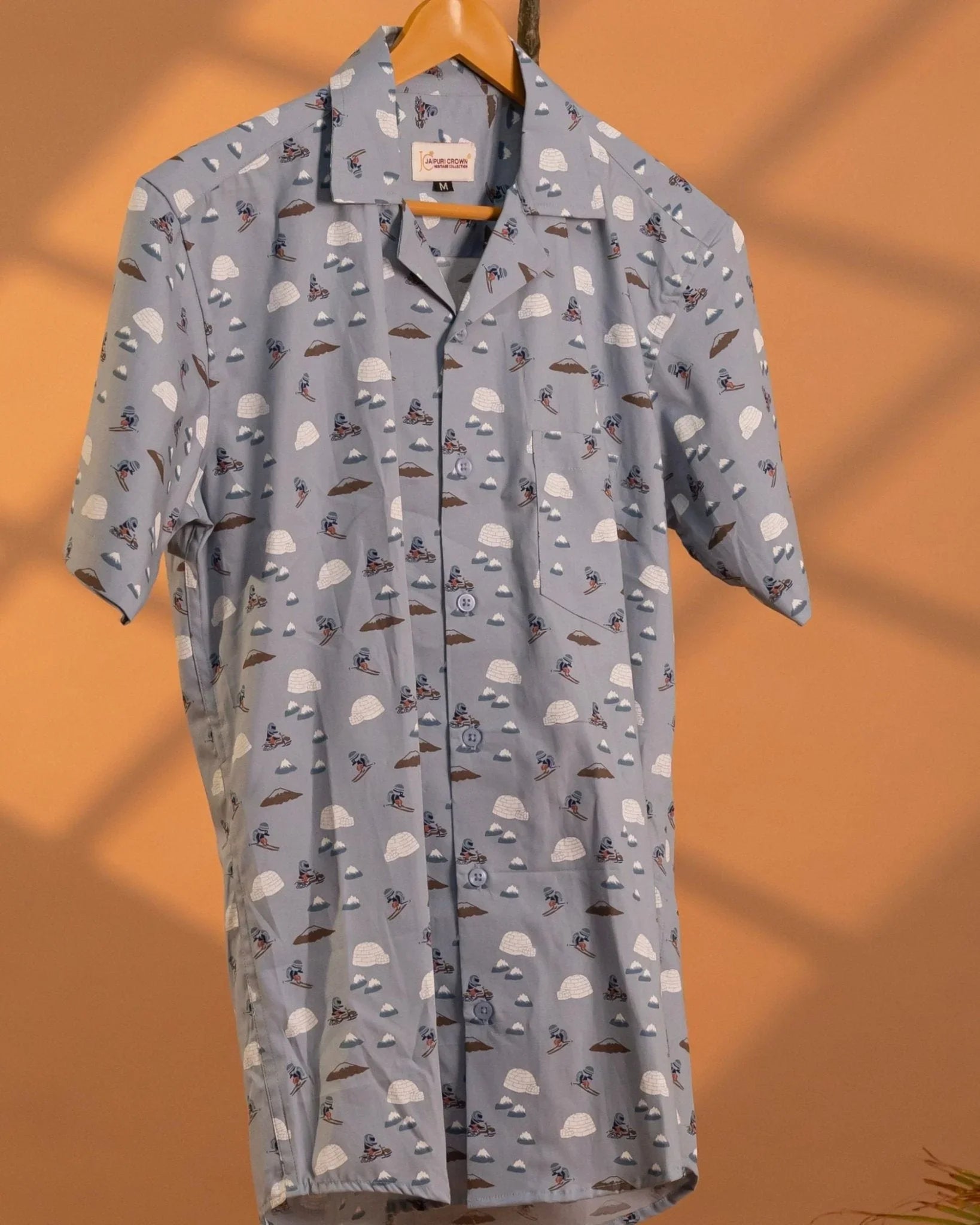 Alpine Drift – Winter Escape Cuban Collar Shirt - Jaipuri Crown