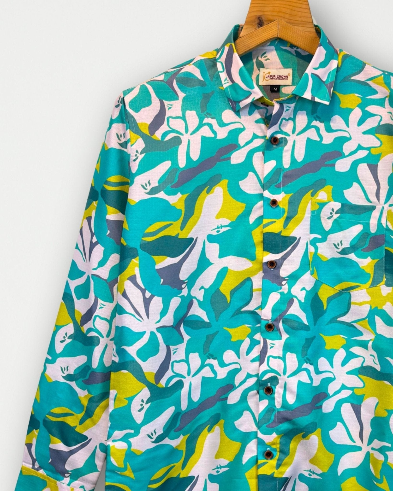 Aqua Bloom – Full Sleeve Printed Shirt - Jaipuri Crown