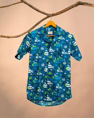 Aqua Sub – Playful Ocean Print Cuban Shirt - Jaipuri Crown