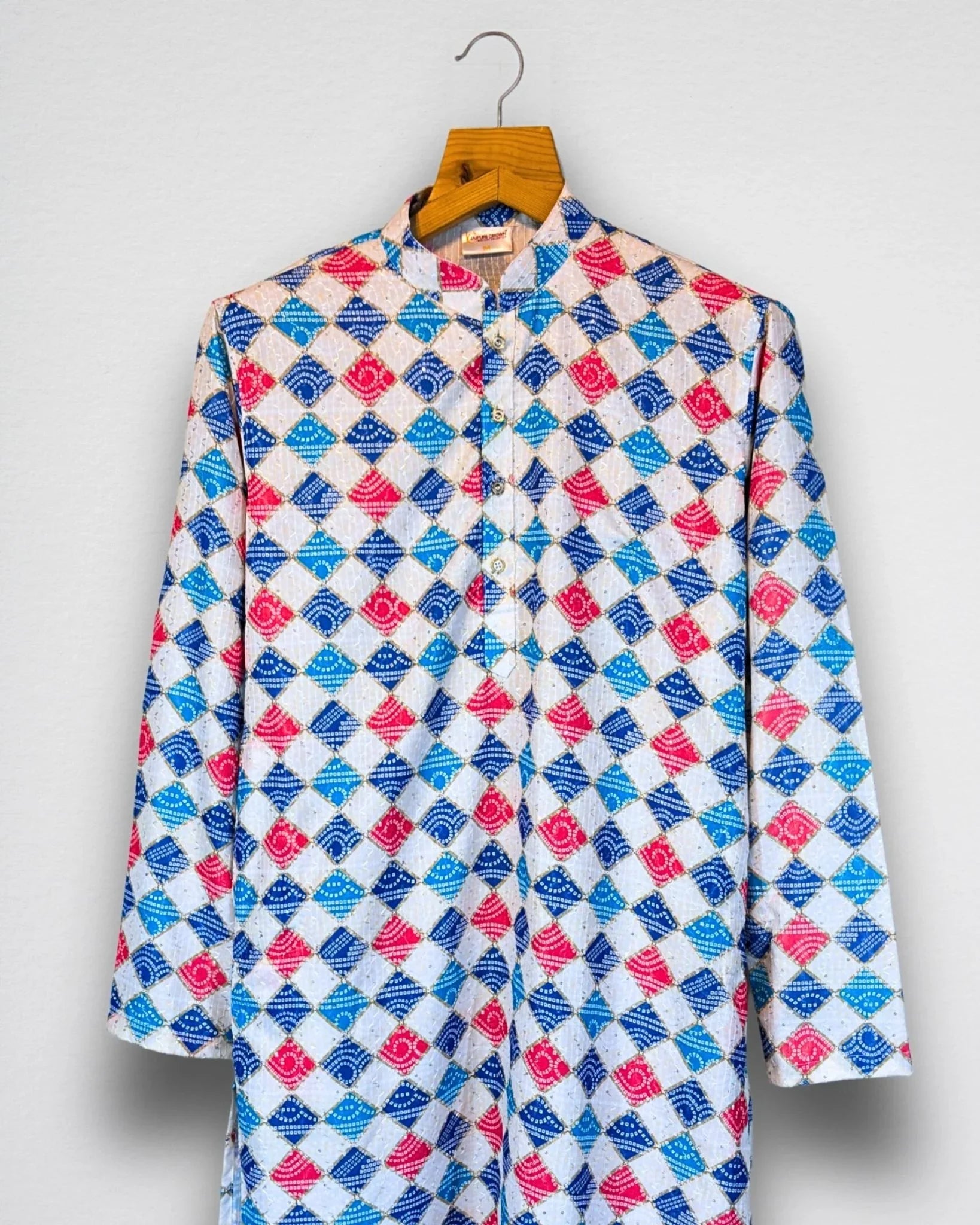 Bandhej White Printed Kurta - Jaipuri Crown