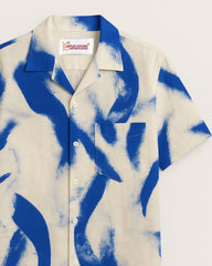 Blue Blaze – Artistic Brushstroke Cuban Collar Shirt - Jaipuri Crown