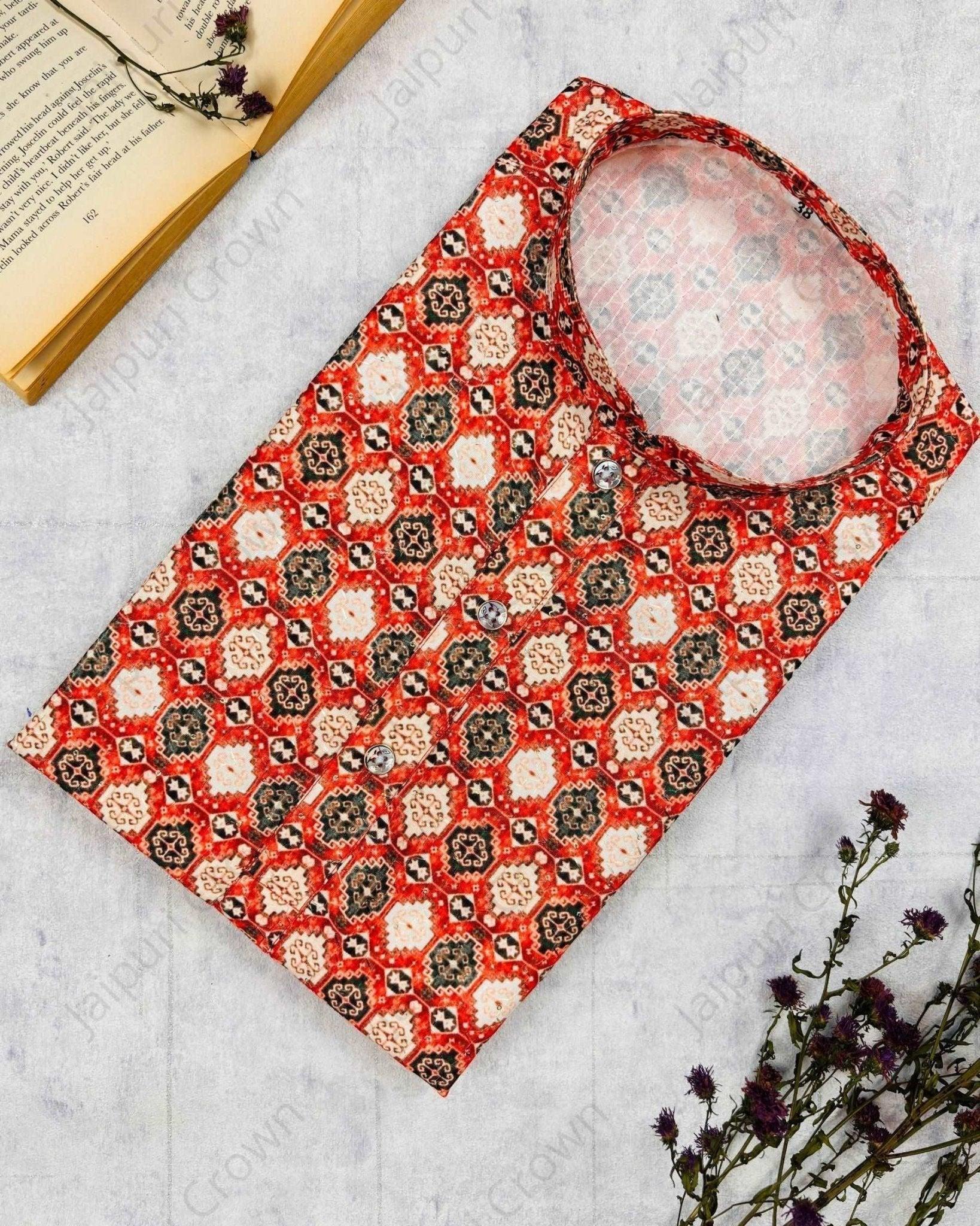 Botanical Printed Kurta - Jaipuri Crown