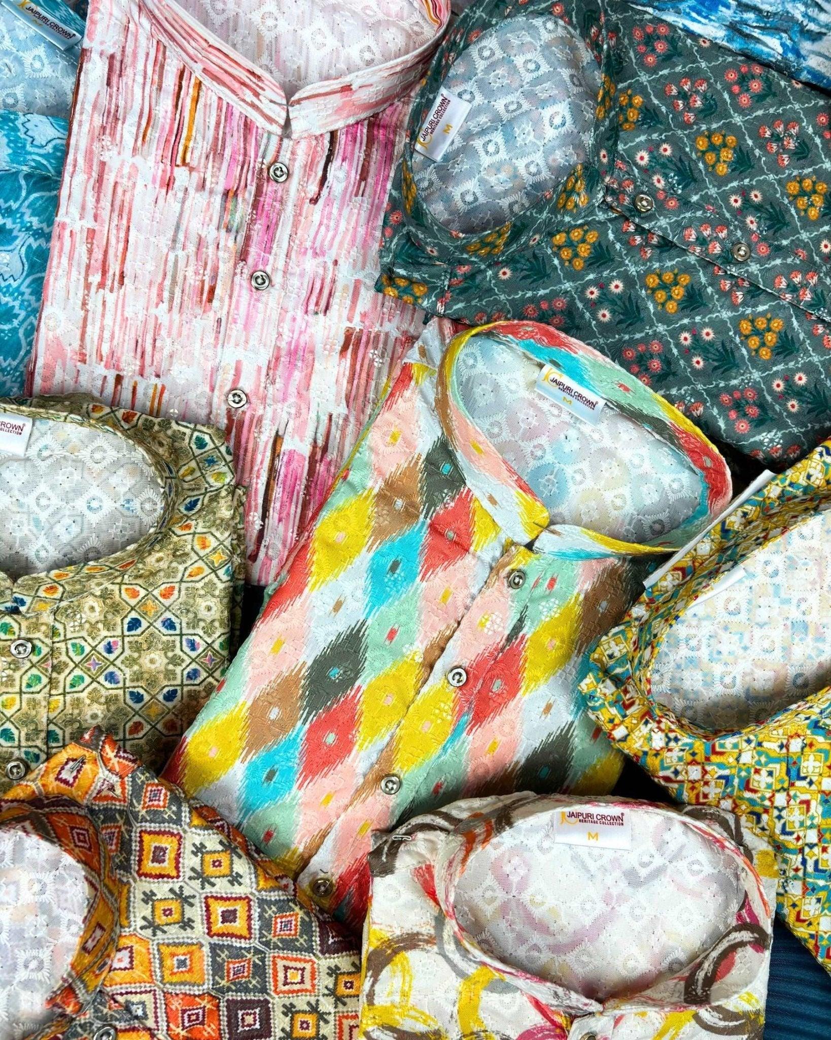 Cosmic Canvas Printed Lucknowi Kurta - Jaipuri Crown