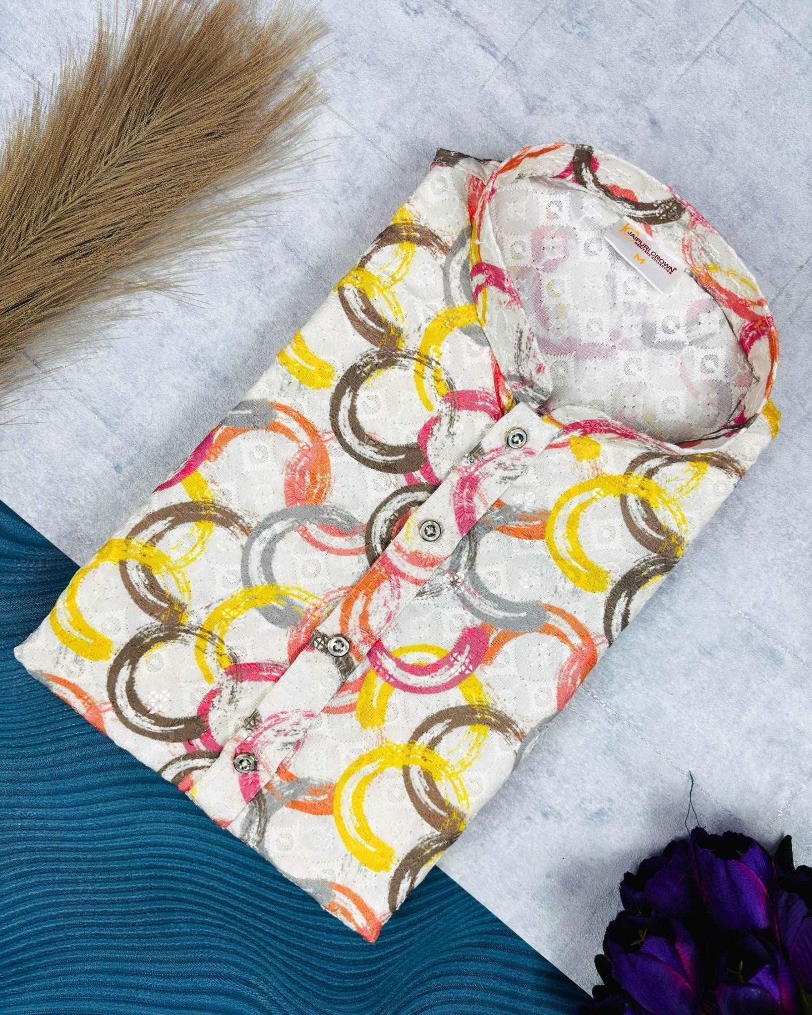 Cosmic Canvas Printed Lucknowi Kurta - Jaipuri Crown