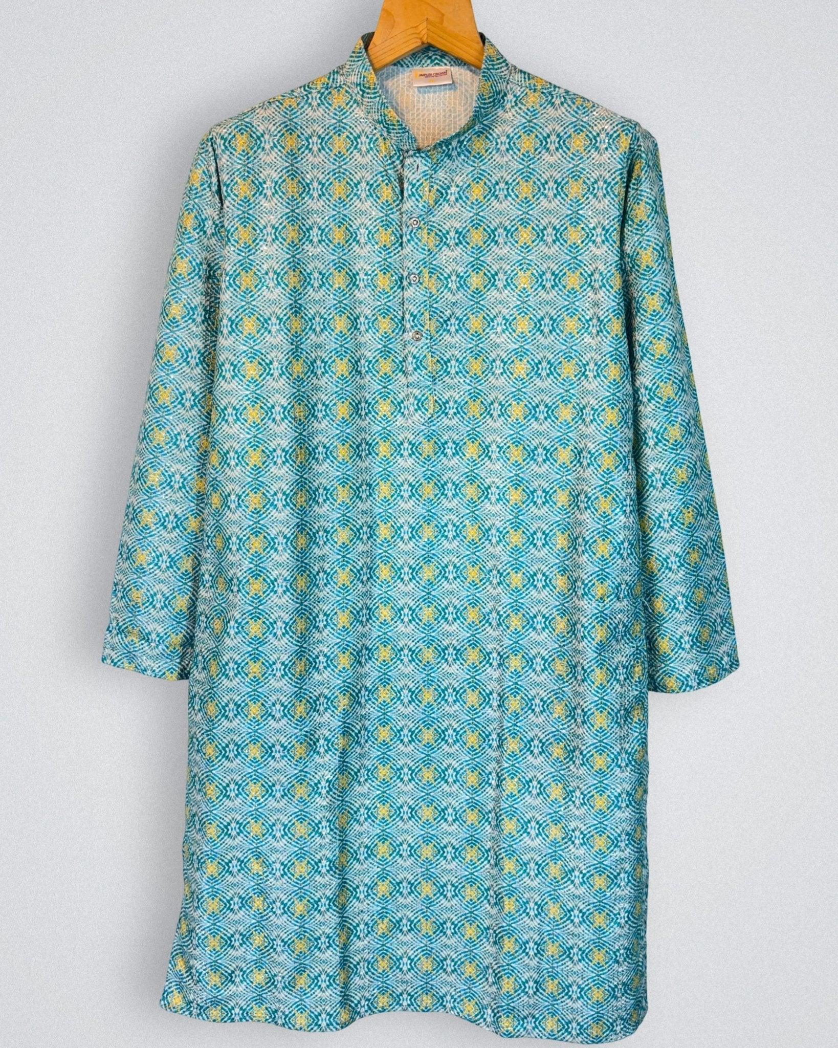 Divine Spectrum Silver Printed Kurta - Jaipuri Crown