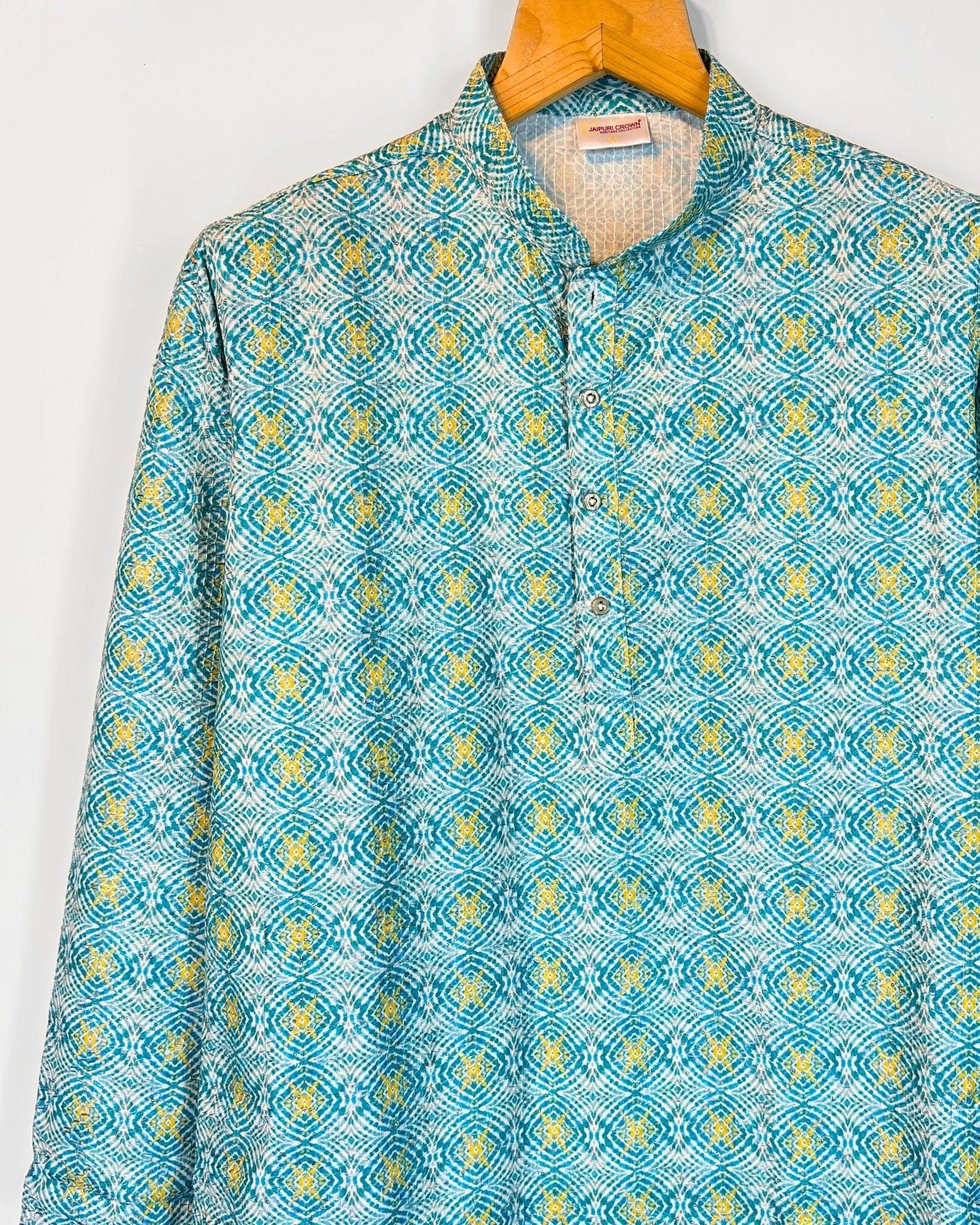 Divine Spectrum Silver Printed Kurta - Jaipuri Crown