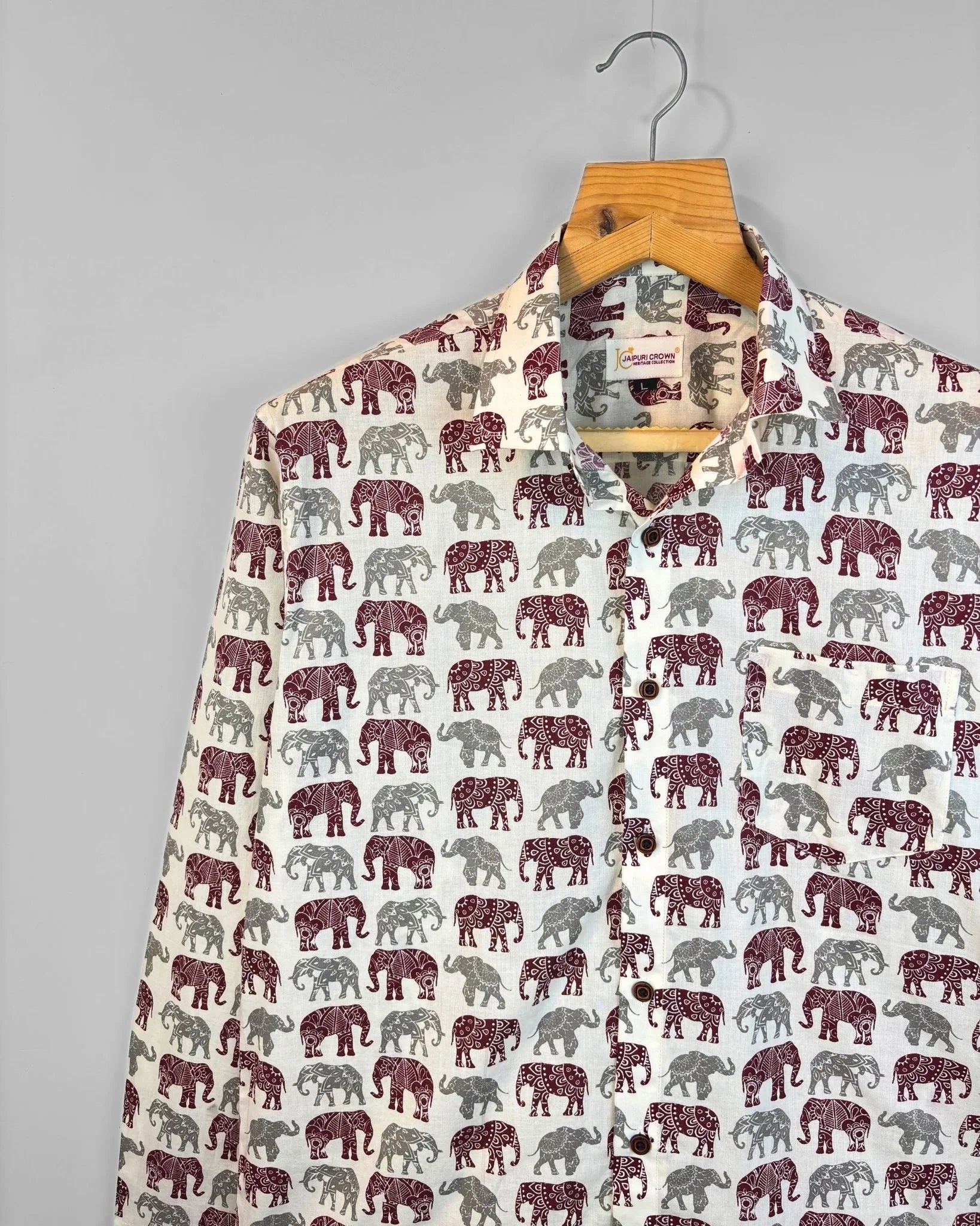 Emperor Elephants - Pure Cotton Shirt - Jaipuri Crown
