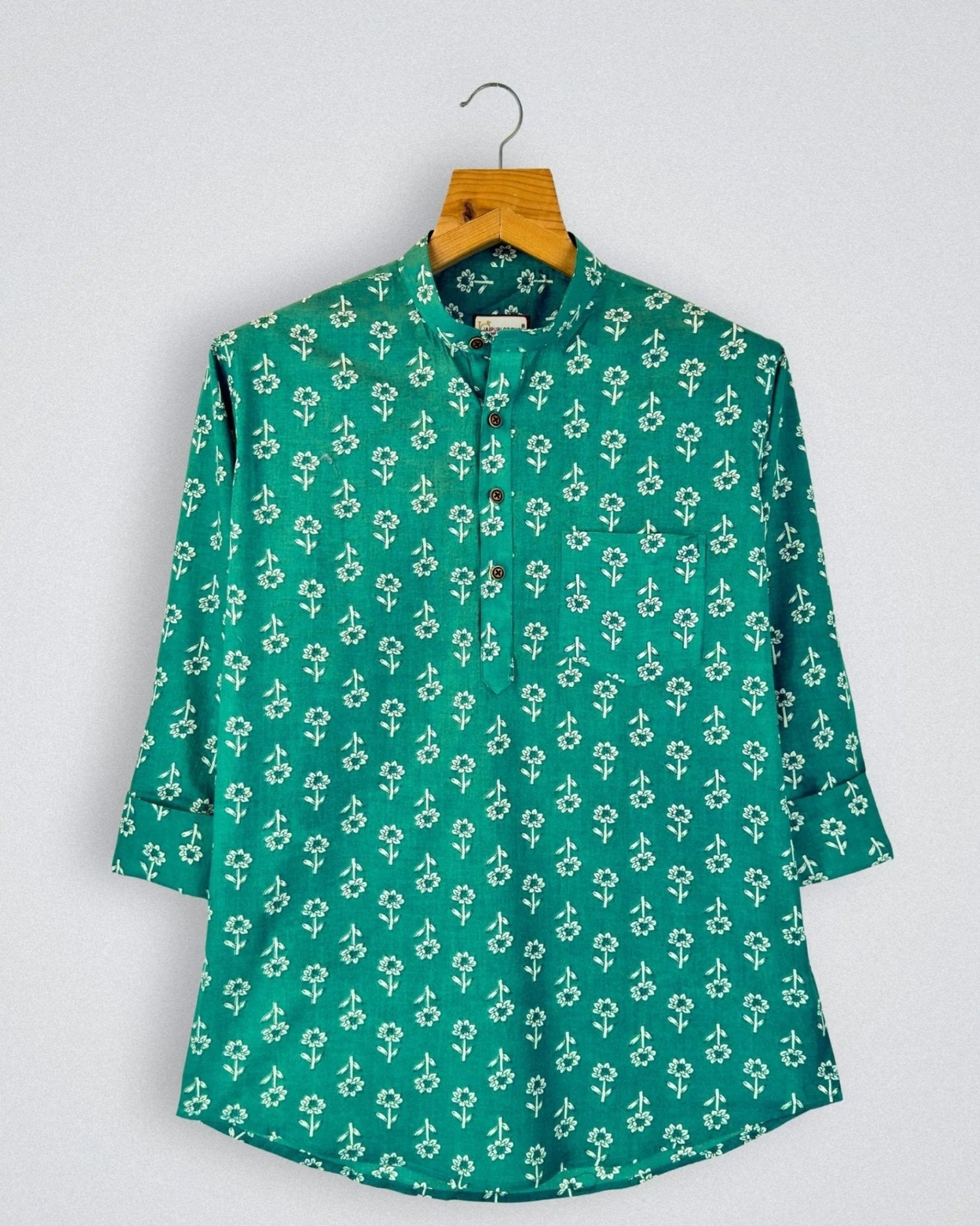 Floral Breeze – Printed Cotton Short Kurta - Jaipuri Crown