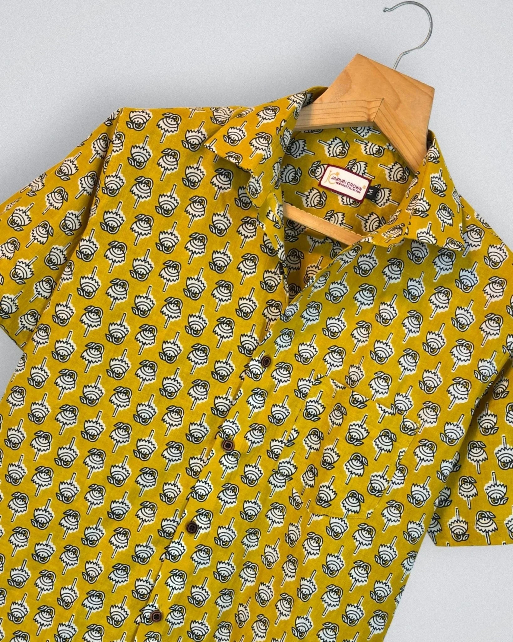 Golden Bloom Printed Cotton Half Sleeve - Jaipuri Crown