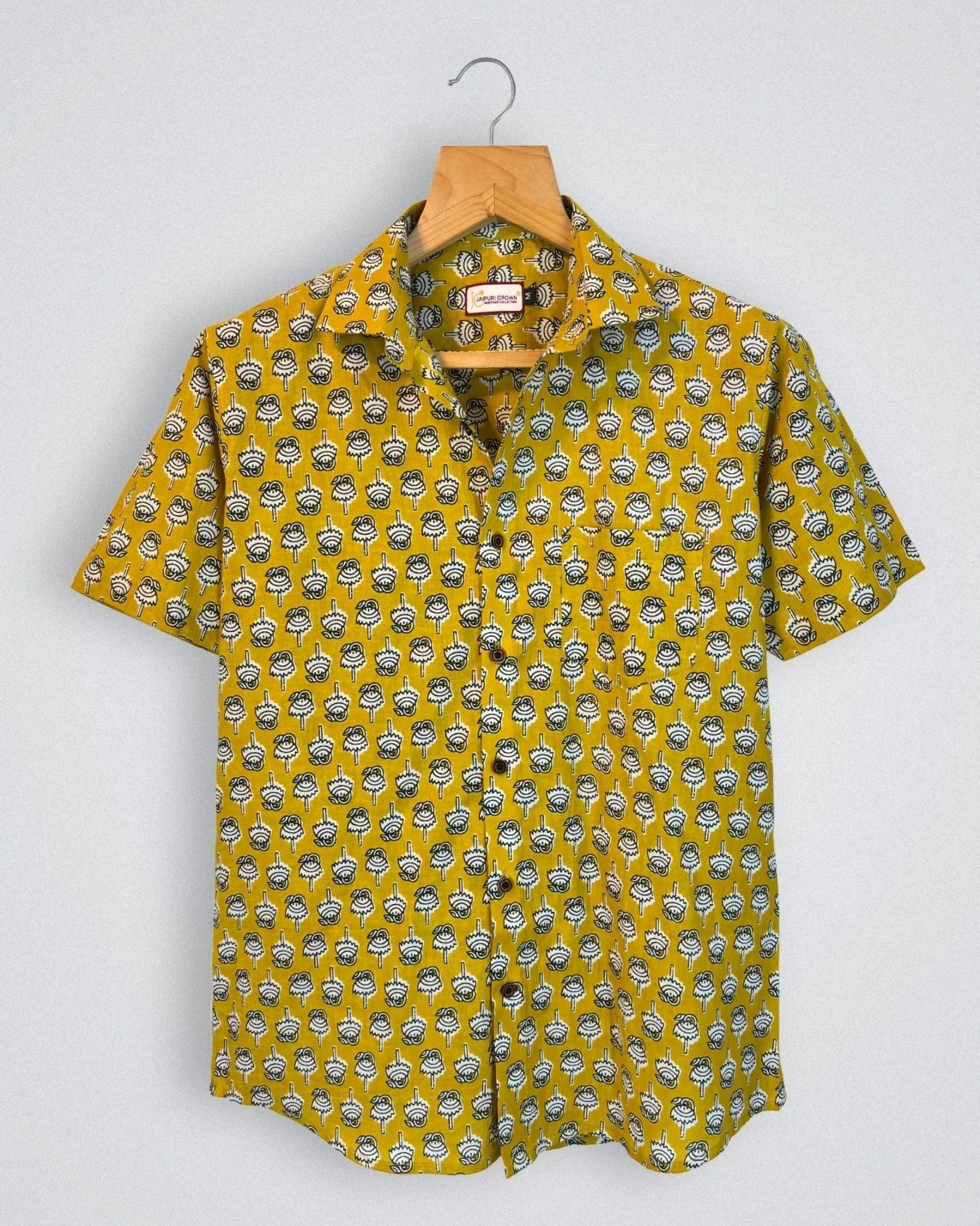 Golden Bloom Printed Cotton Half Sleeve - Jaipuri Crown