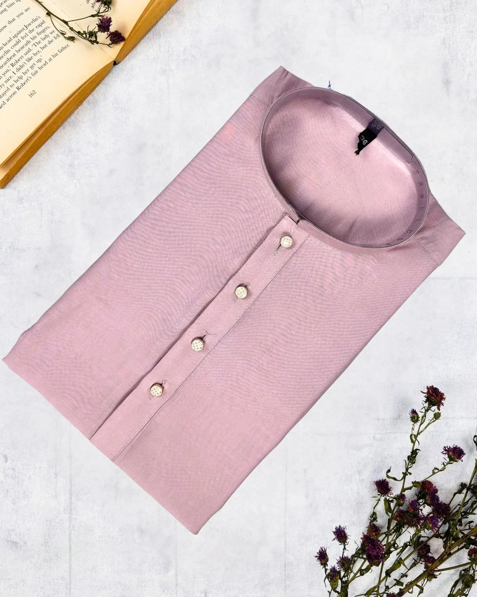 Graceful Baby Pink Plain Kurta - Jaipuri Crown