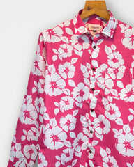 Hibiscus Heat Full Sleeve Printed Shirt - Jaipuri Crown