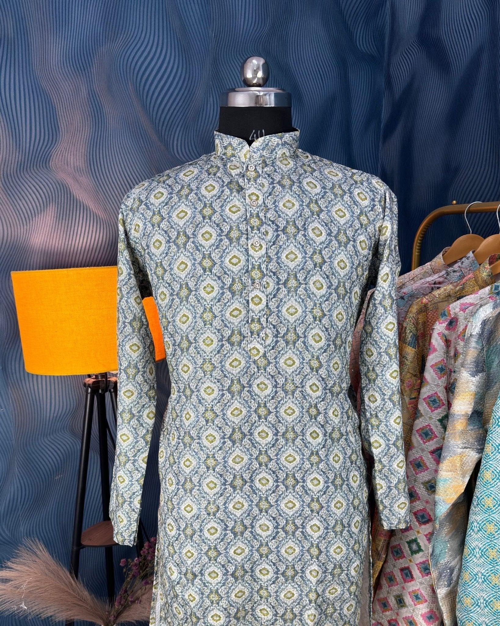 Jewel Silver Printed Kurta - Jaipuri Crown