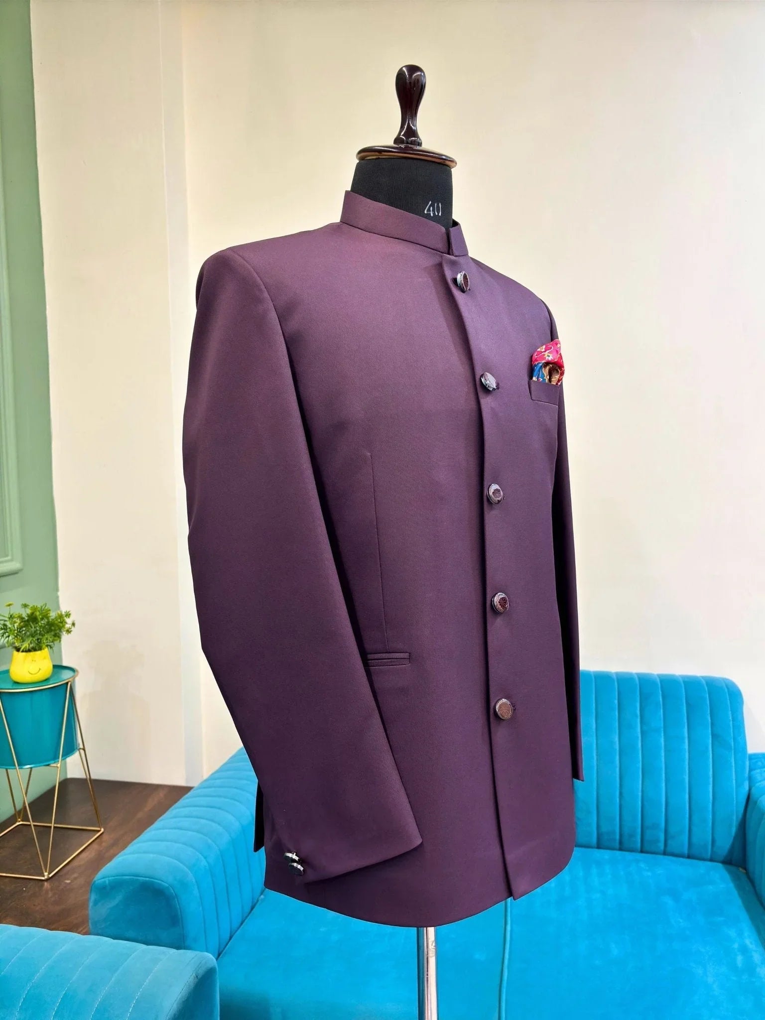 Jodhpuri Bandhgala Jacket - Purple - Jaipuri Crown