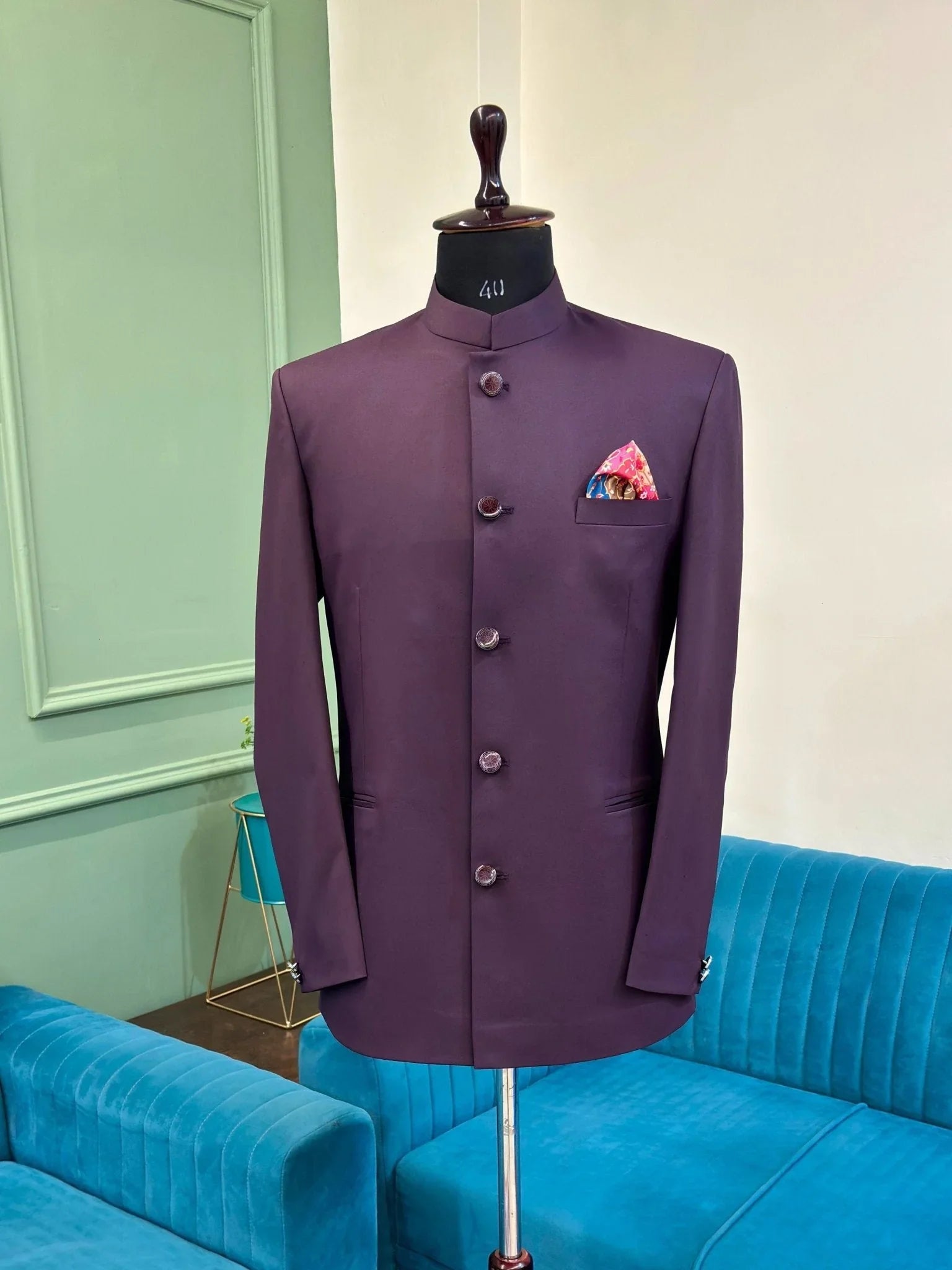 Jodhpuri Bandhgala Jacket - Purple - Jaipuri Crown