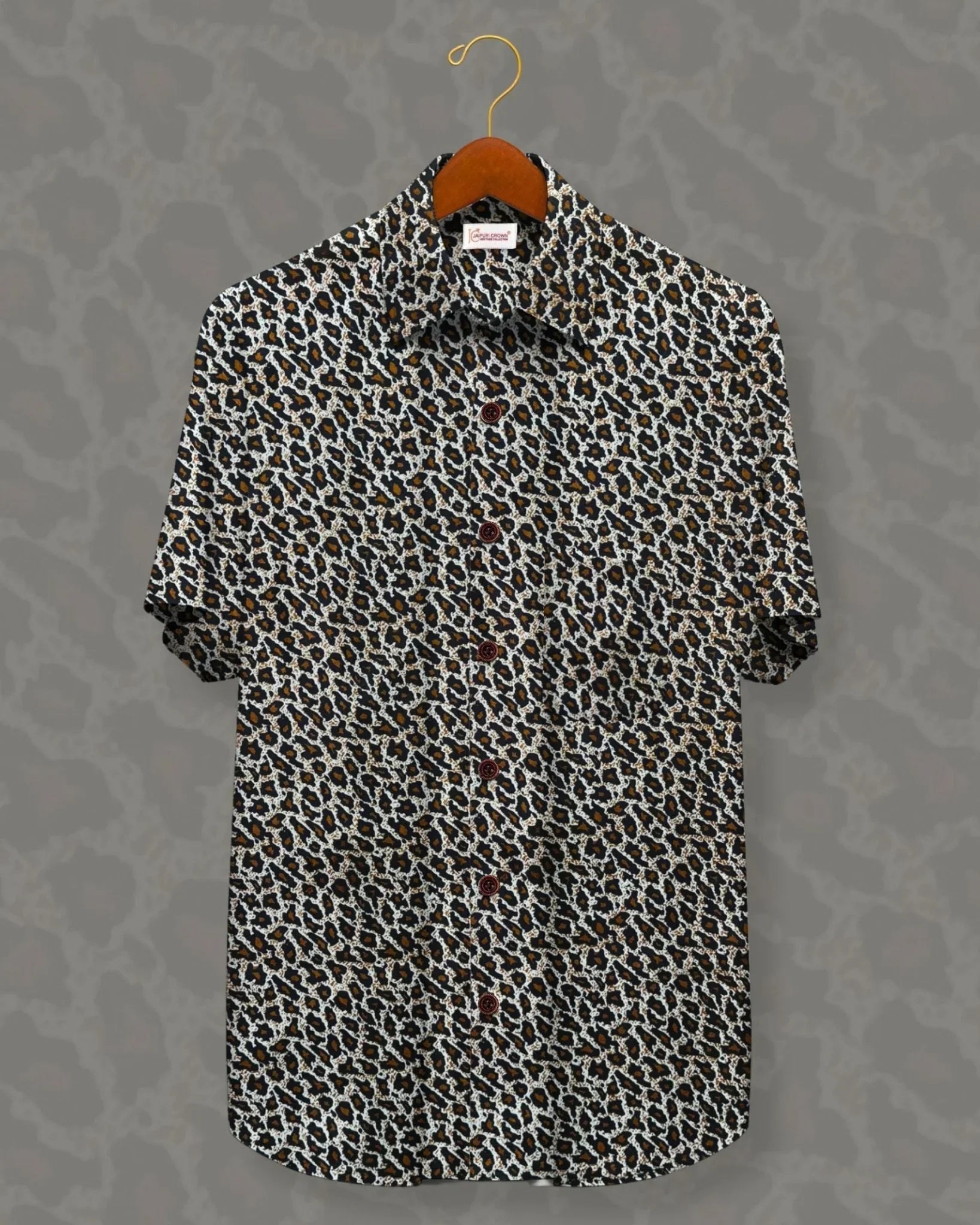 Jungle Noir – 100% Sanganeri Cotton Half Sleeve Shirt - Jaipuri Crown