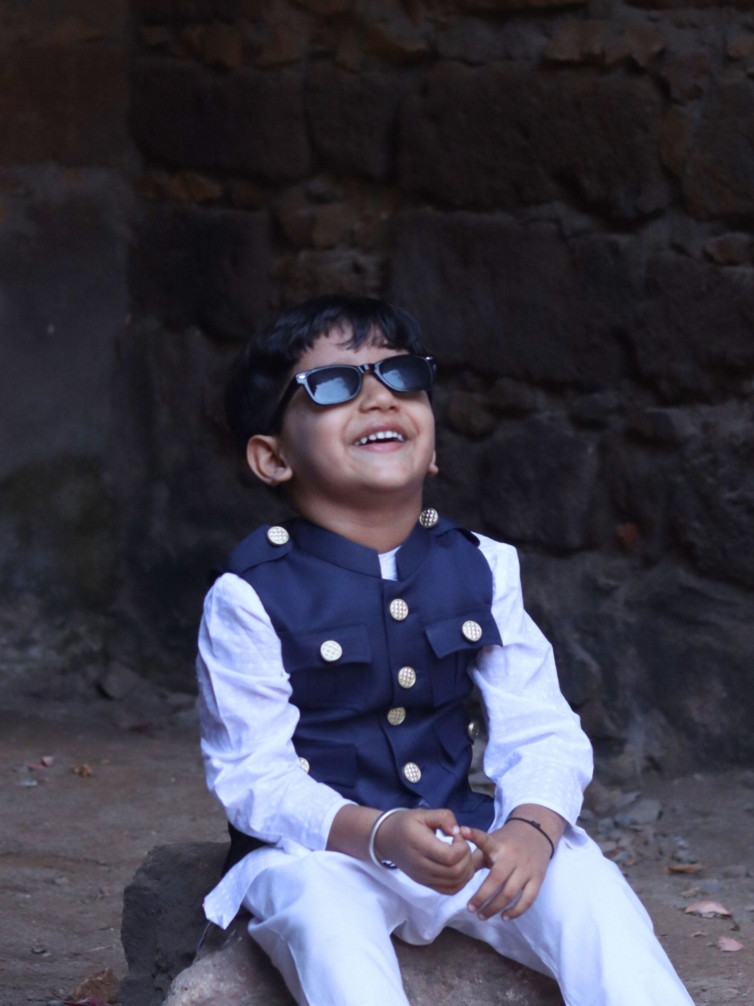 Kid's Hunting Jacket - Blue - Jaipuri Crown