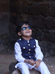 Kid's Hunting Jacket - Blue - Jaipuri Crown