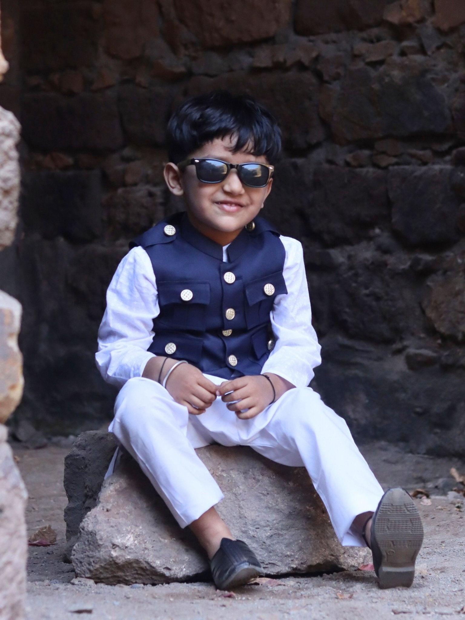 Kid's Hunting Jacket - Blue - Jaipuri Crown