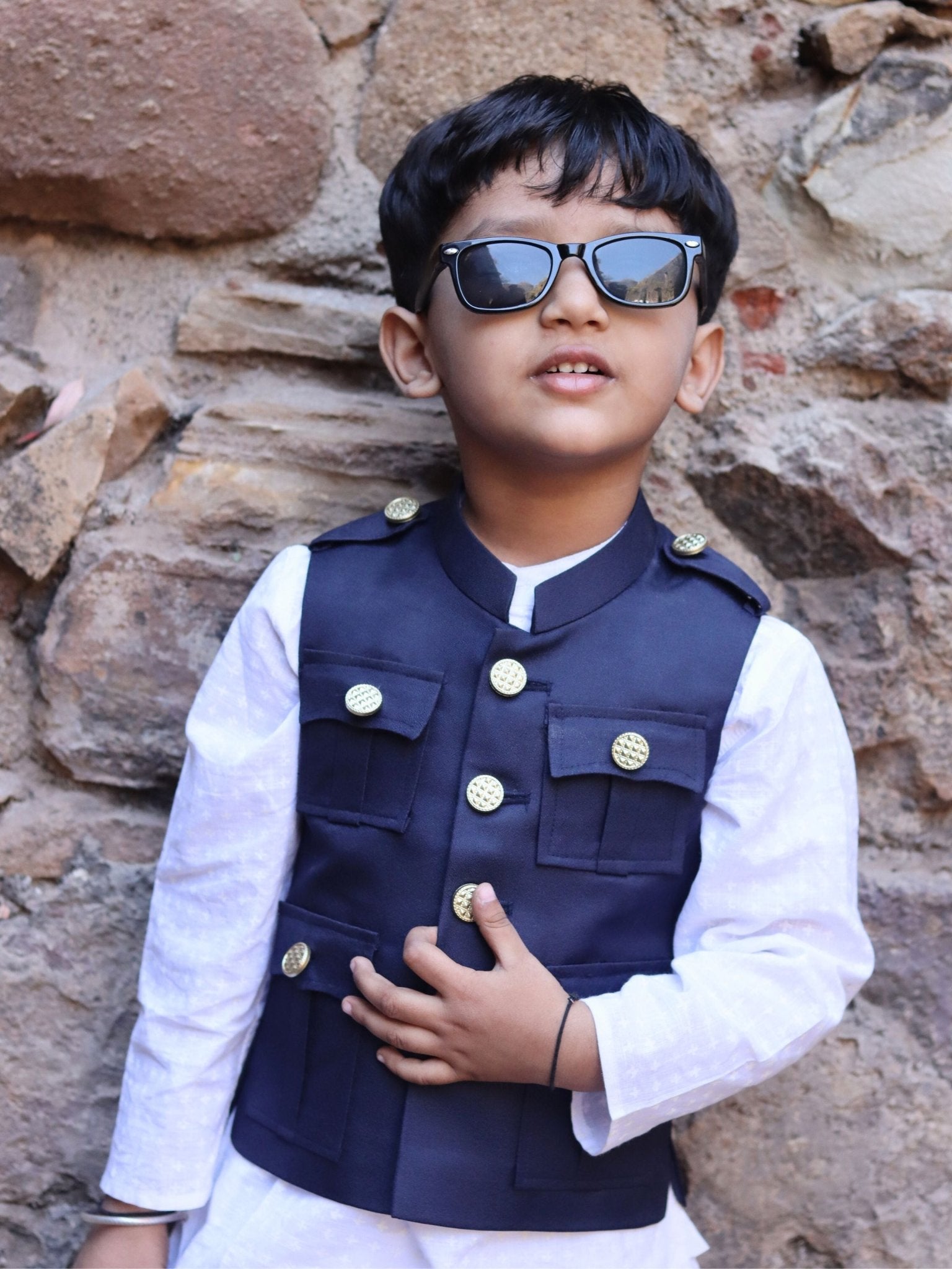 Kid's Hunting Jacket - Blue - Jaipuri Crown