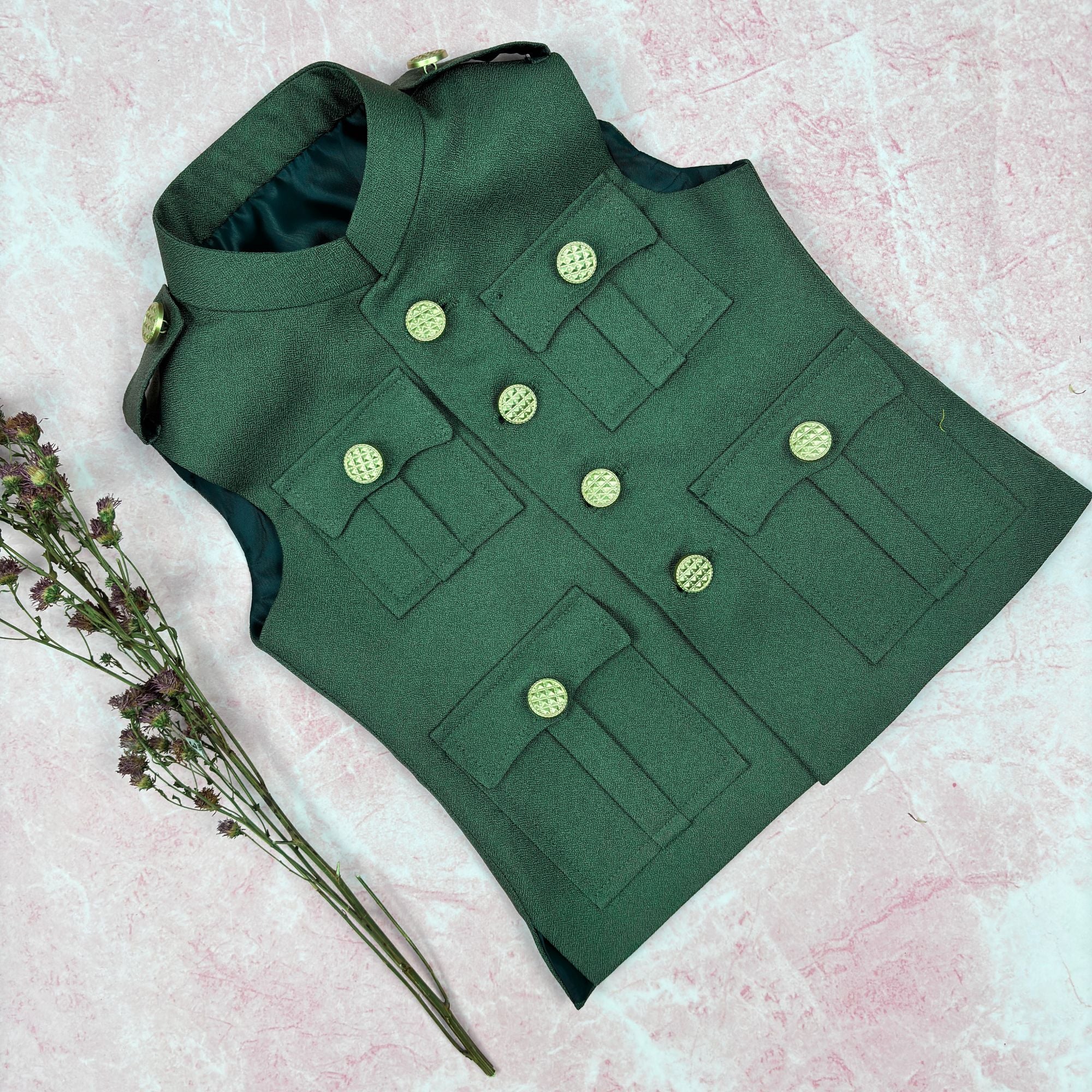 Kid's Hunting Jacket - Green - Jaipuri Crown