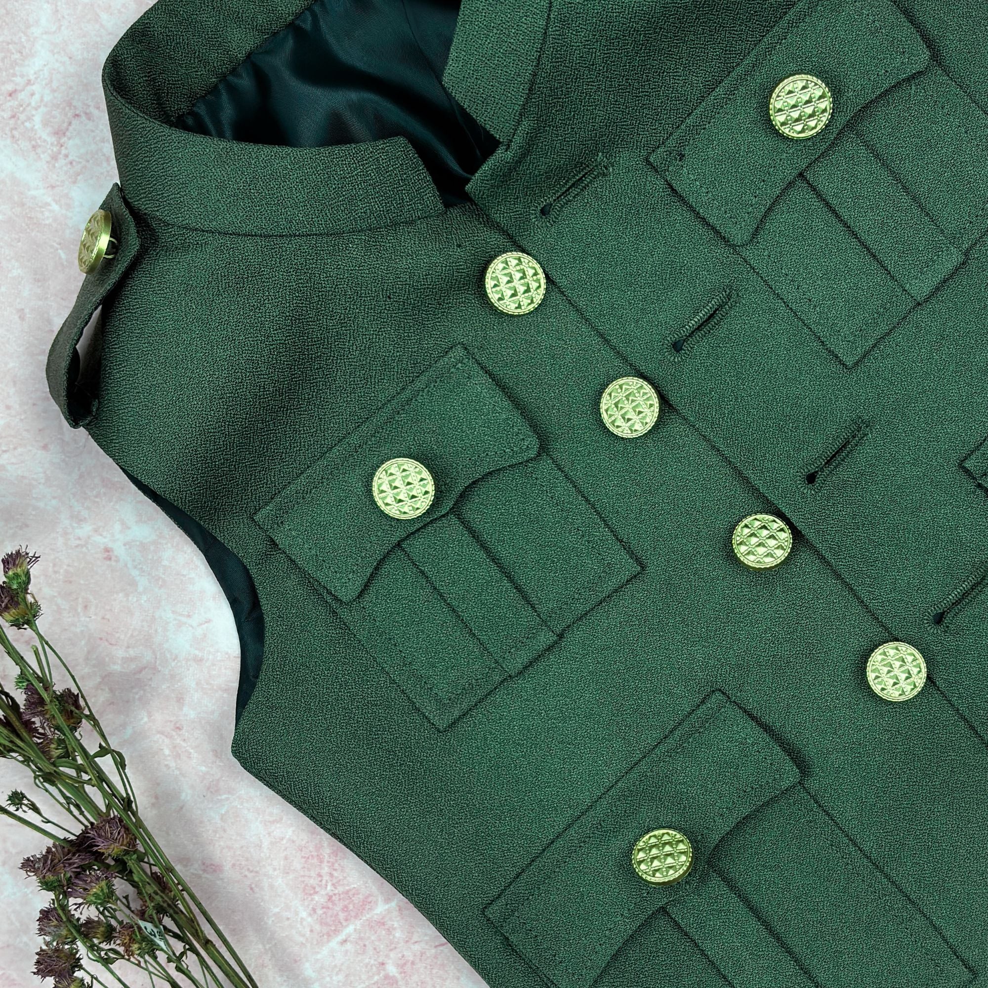 Kid's Hunting Jacket - Green - Jaipuri Crown