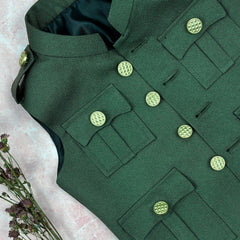 Kid's Hunting Jacket - Green - Jaipuri Crown