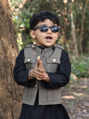 Kid's Hunting Jacket - Olive Green - Jaipuri Crown
