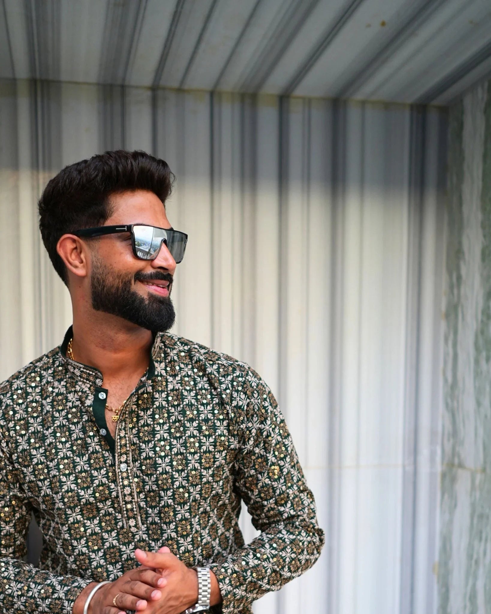 Lakhnavi kurta - Green - Jaipuri Crown
