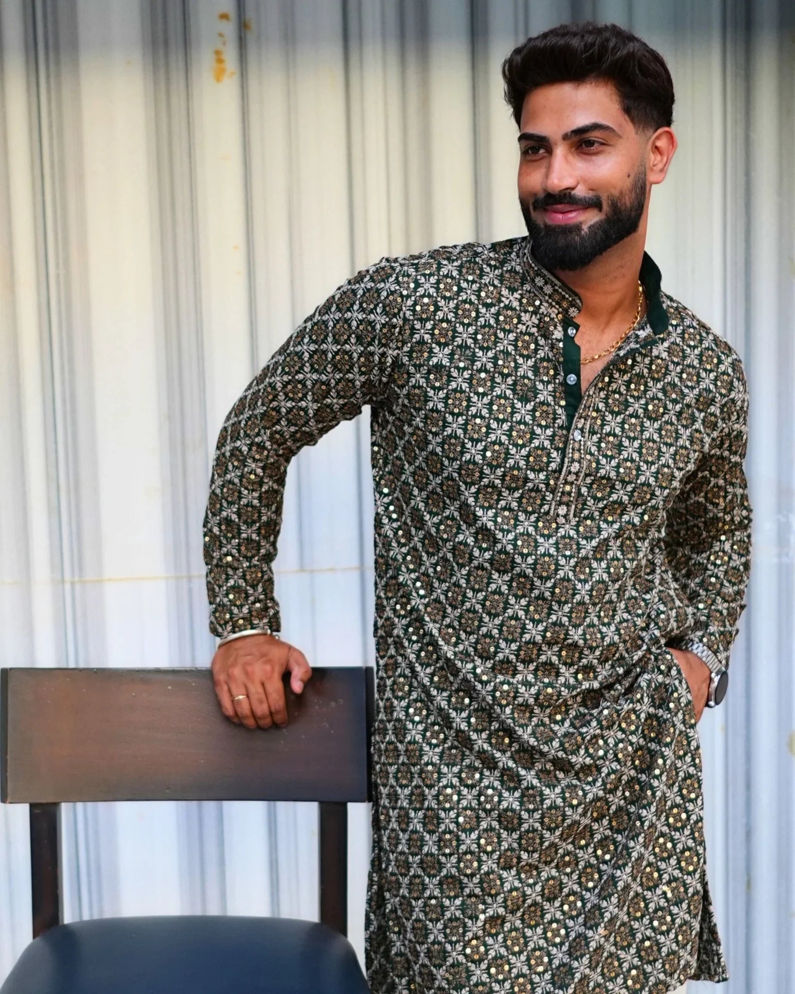 Lakhnavi kurta - Green - Jaipuri Crown