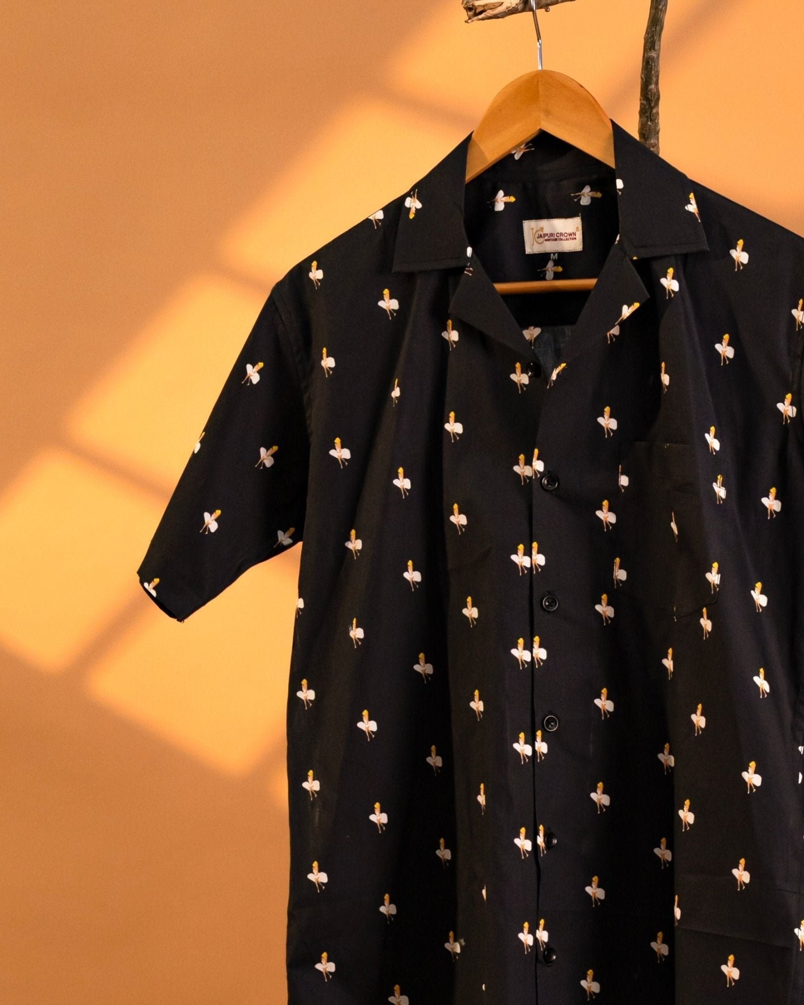 Midnight Muse – Retro Pop - Art Cuban Collar Shirt - Jaipuri Crown