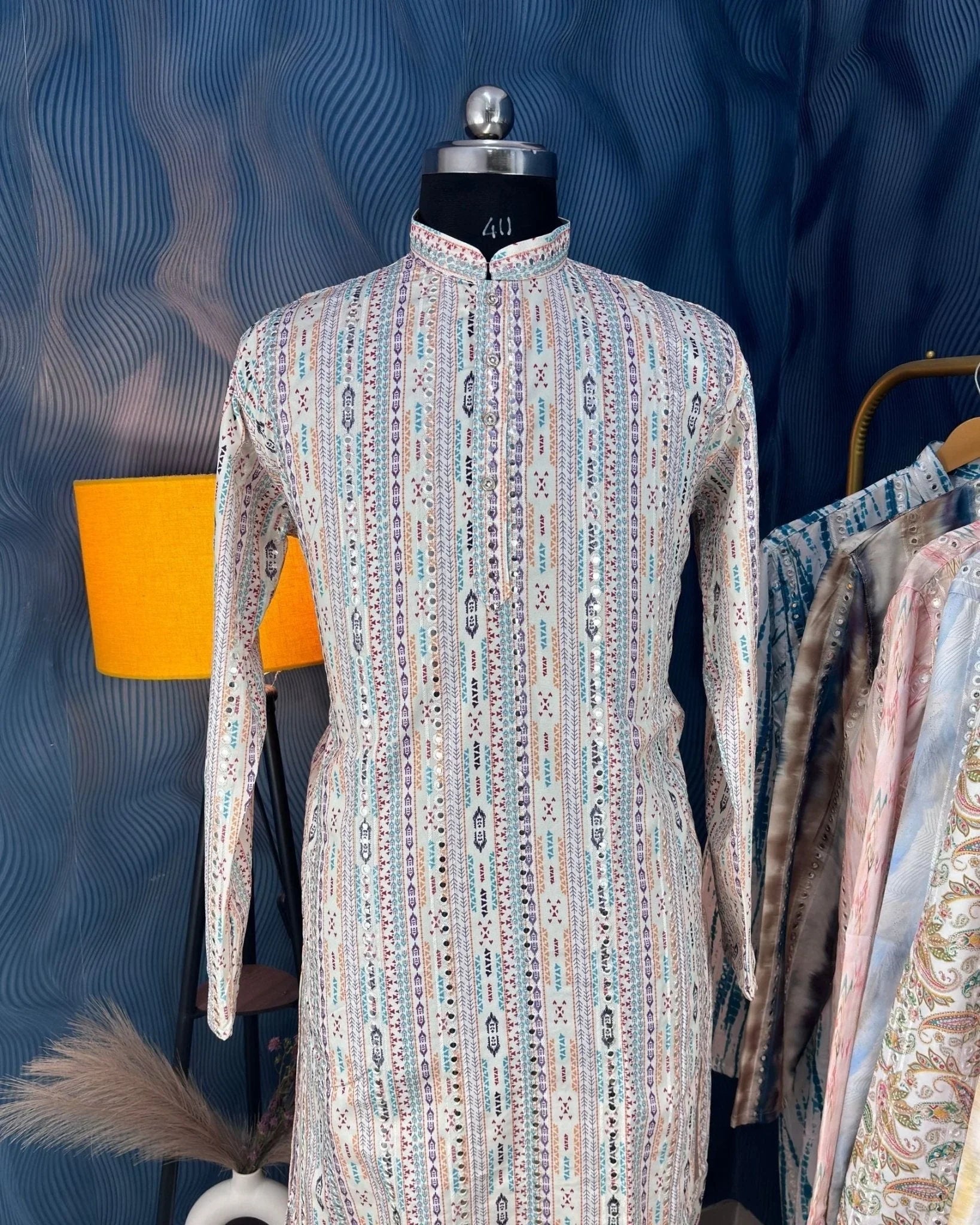 Mirrored Opulence Mirror Work Kurta - Jaipuri Crown