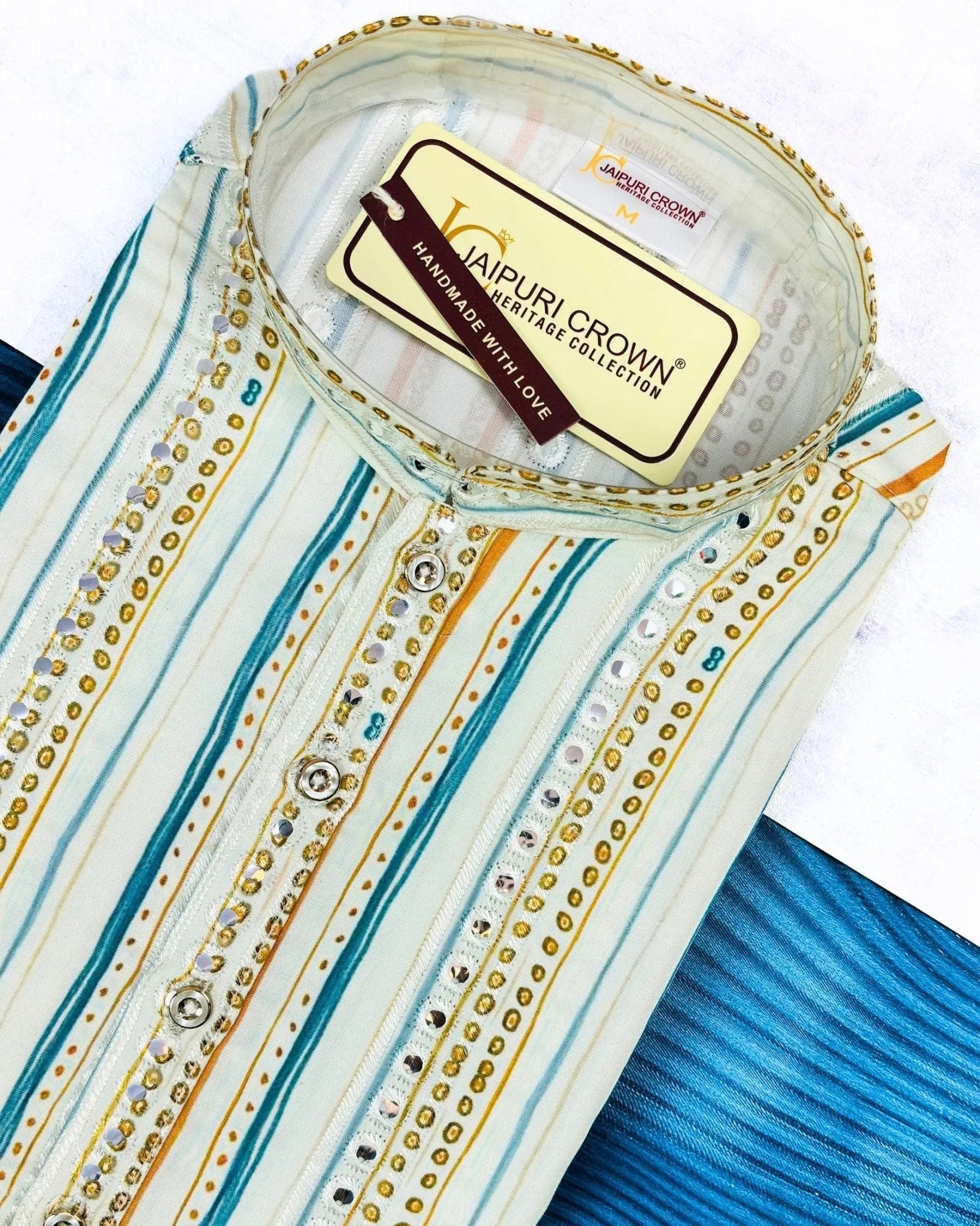 Mirrored Opulence Mirror Work Kurta - Jaipuri Crown