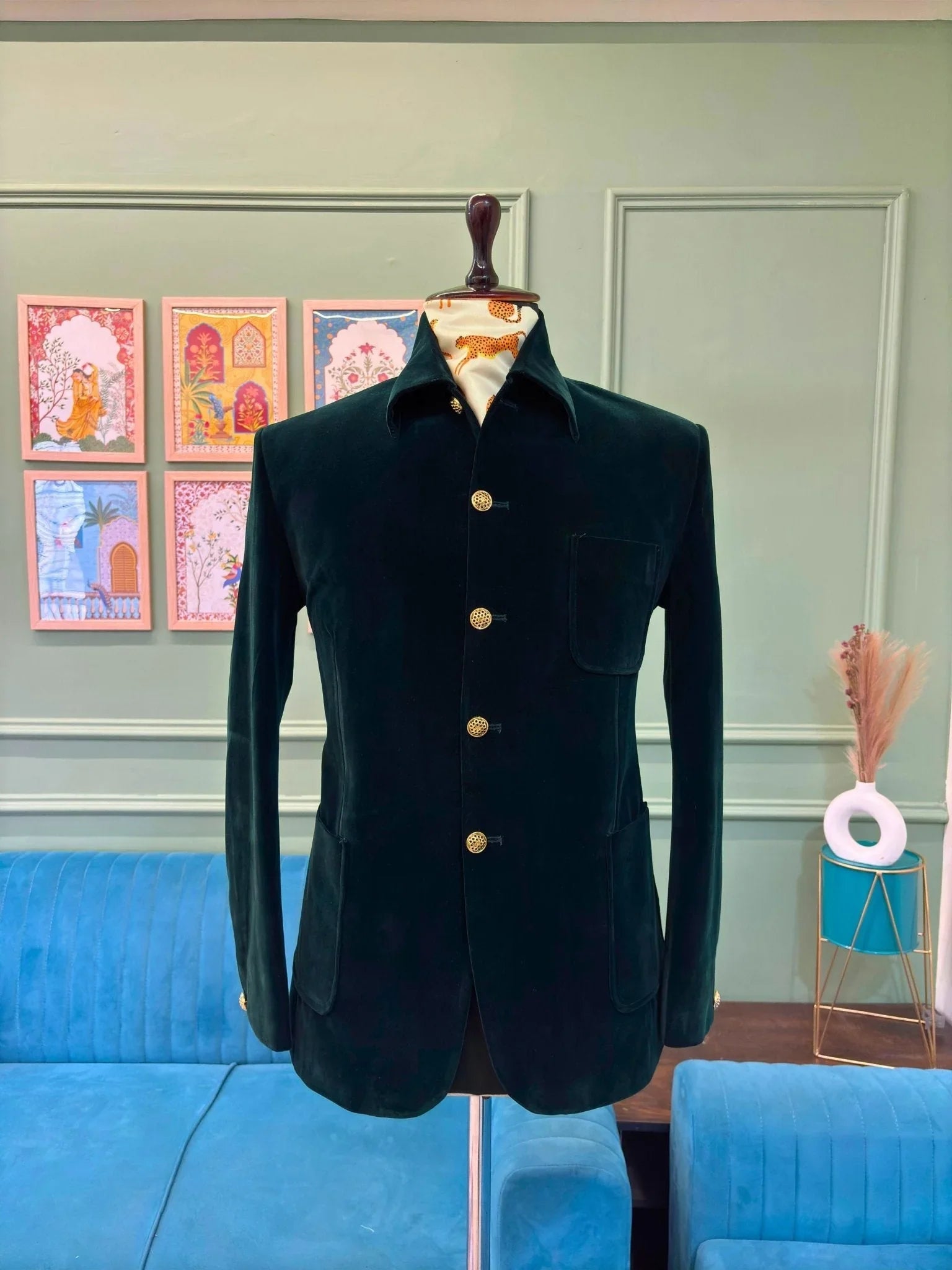 Modern Collor Jodhpuri - Green - Jaipuri Crown