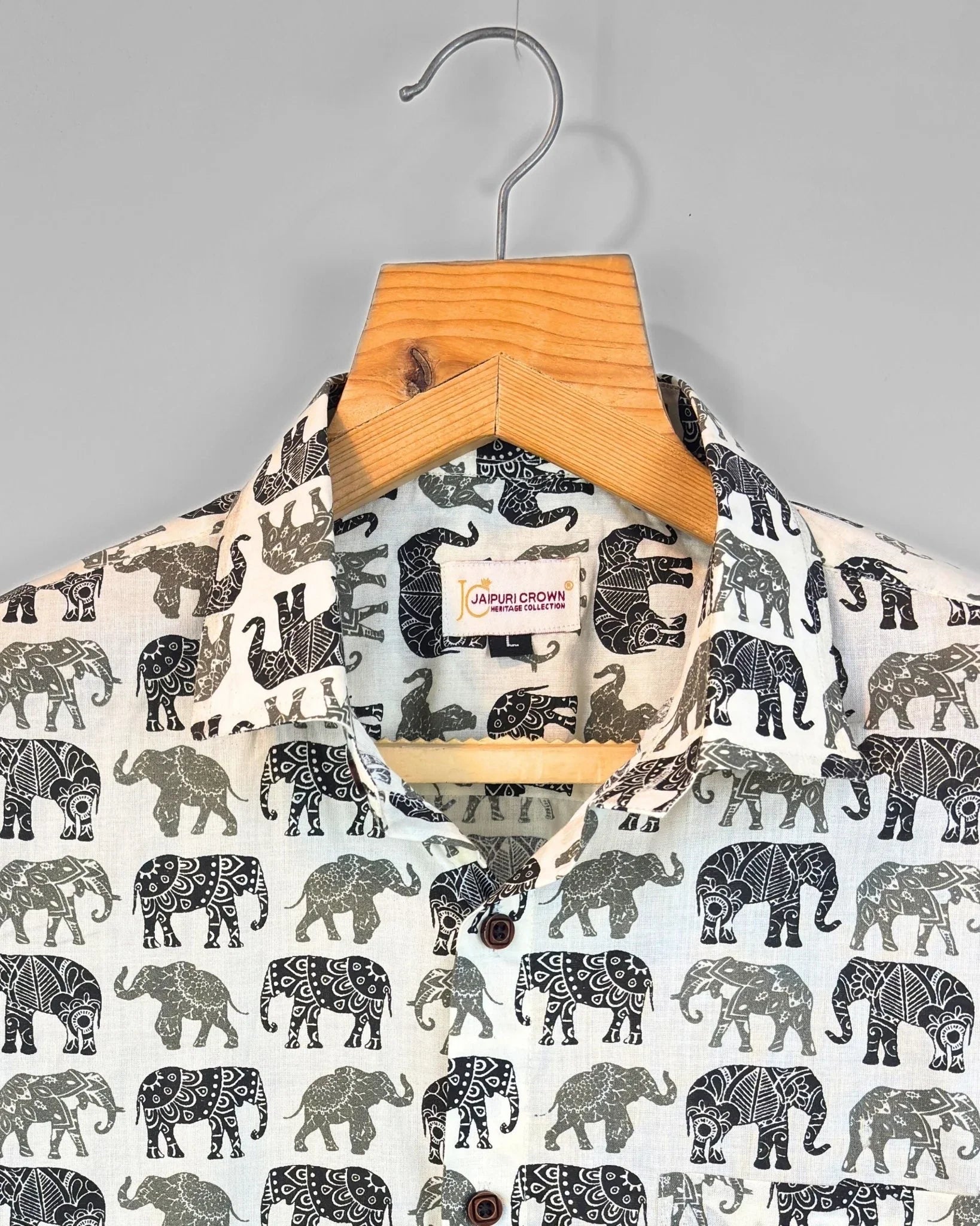 Monochrome Parade - Pure Cotton Shirt - Jaipuri Crown