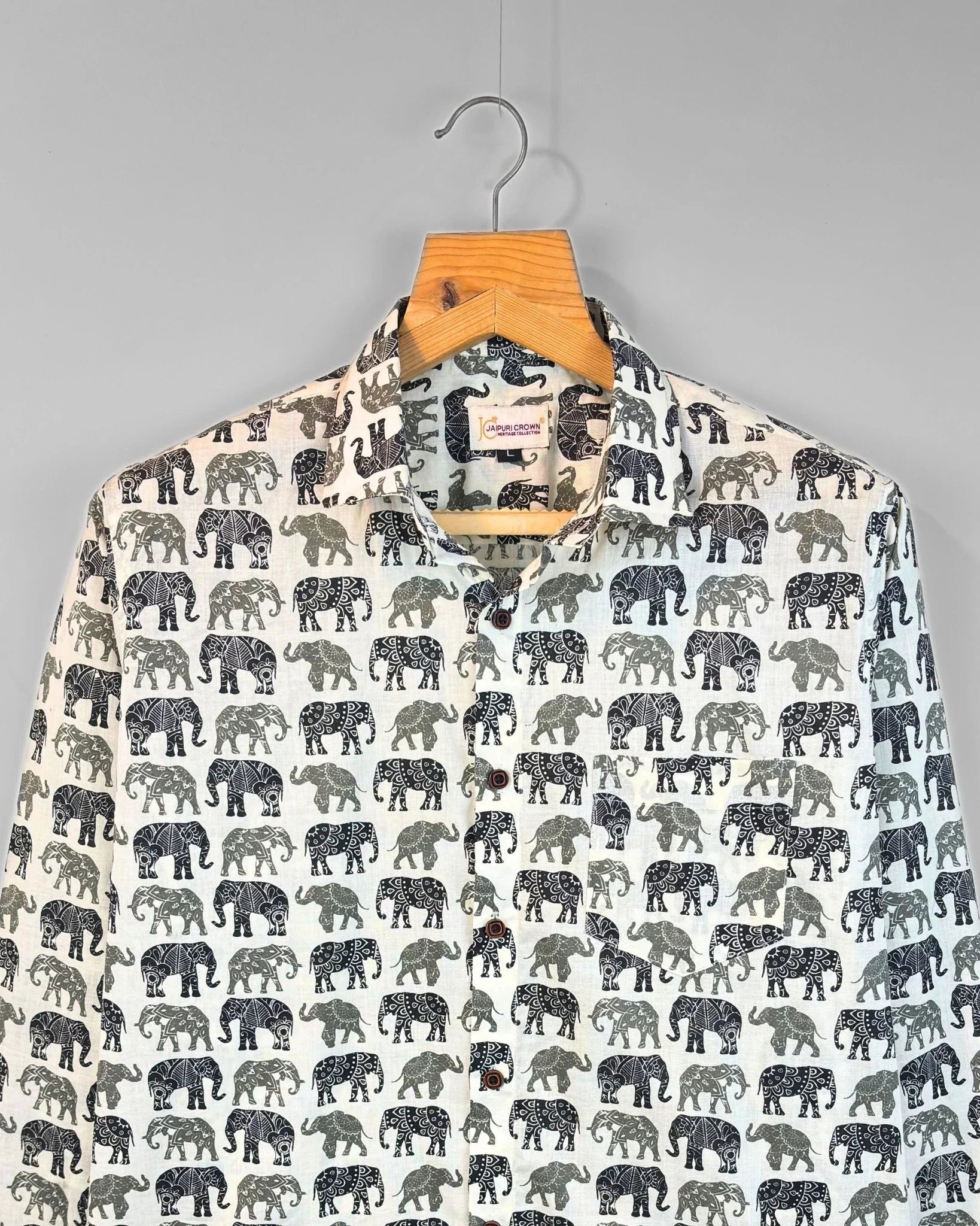 Monochrome Parade - Pure Cotton Shirt - Jaipuri Crown