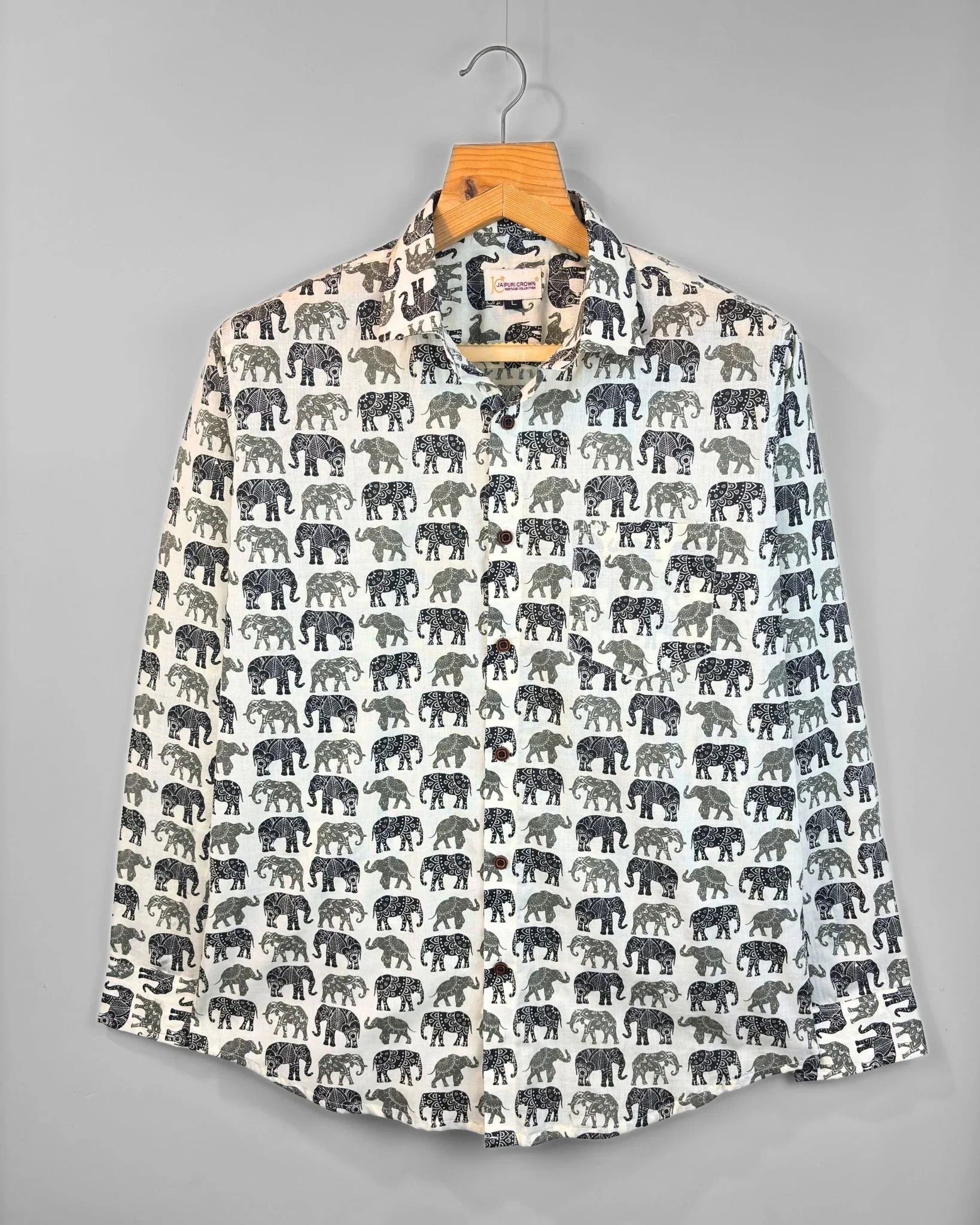 Monochrome Parade - Pure Cotton Shirt - Jaipuri Crown