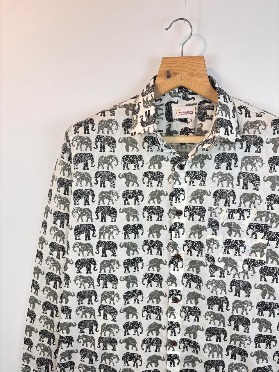 Monochrome Parade - Pure Cotton Shirt - Jaipuri Crown