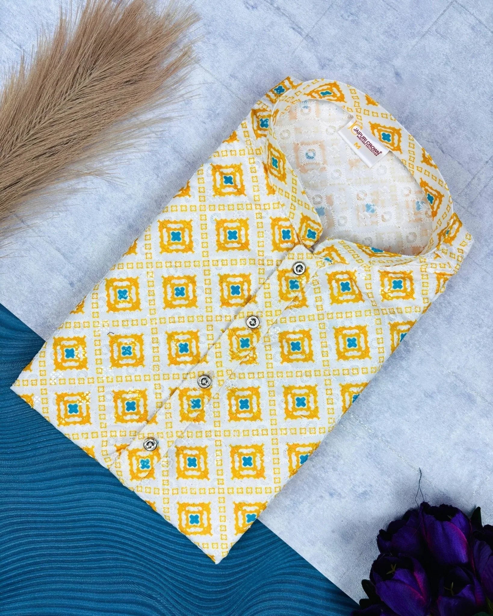 Opal Oasis Printed Lucknowi Kurta - Jaipuri Crown