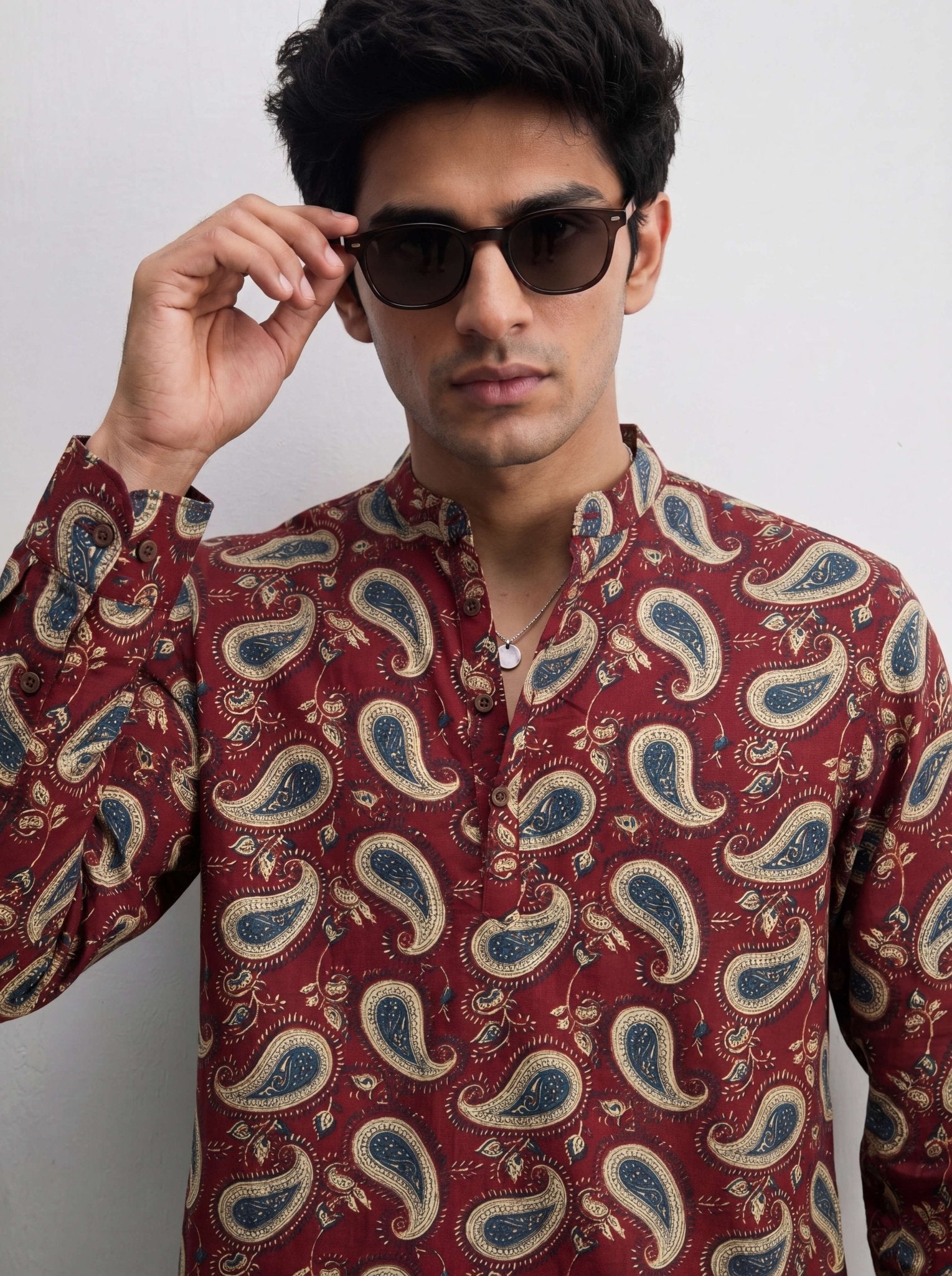Paisley Charm โ Printed Cotton Short Kurta - Jaipuri Crown