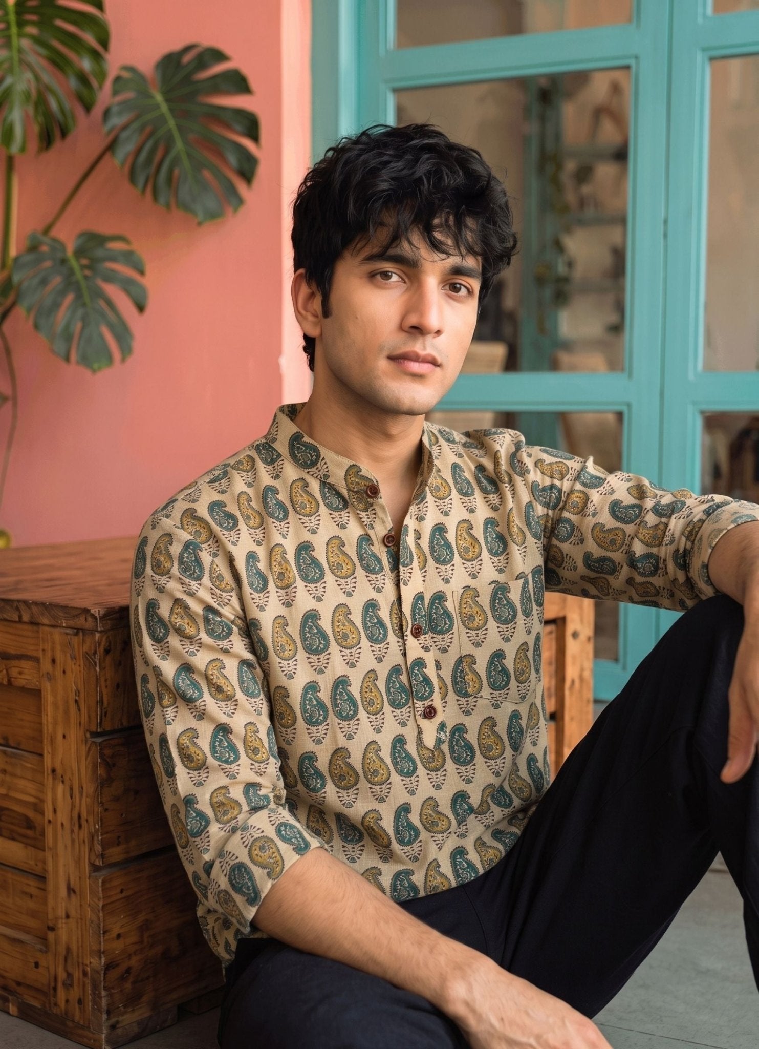 Paisley Dreams โ Printed Cotton Short Kurta - Jaipuri Crown