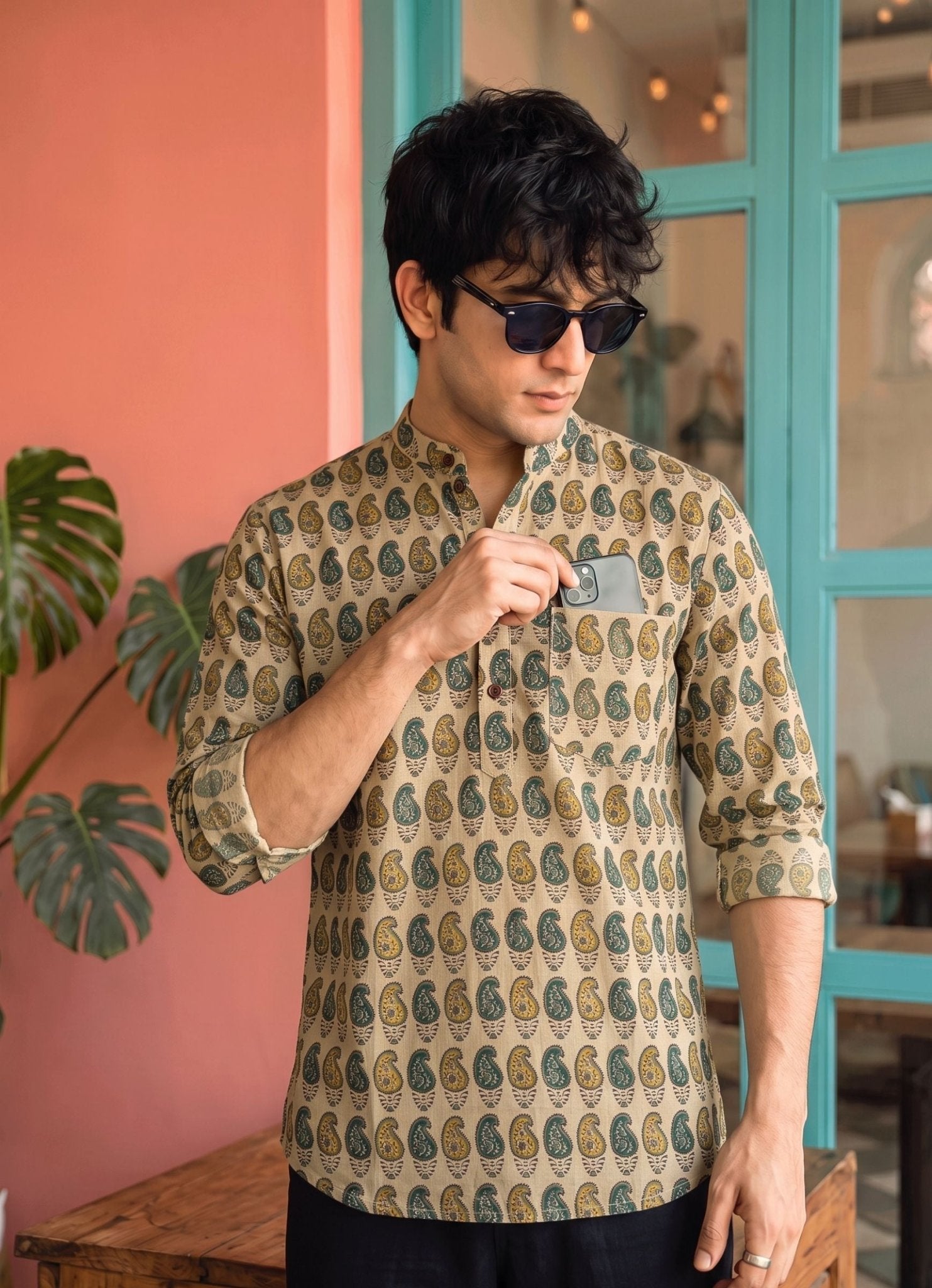 Paisley Dreams โ Printed Cotton Short Kurta - Jaipuri Crown