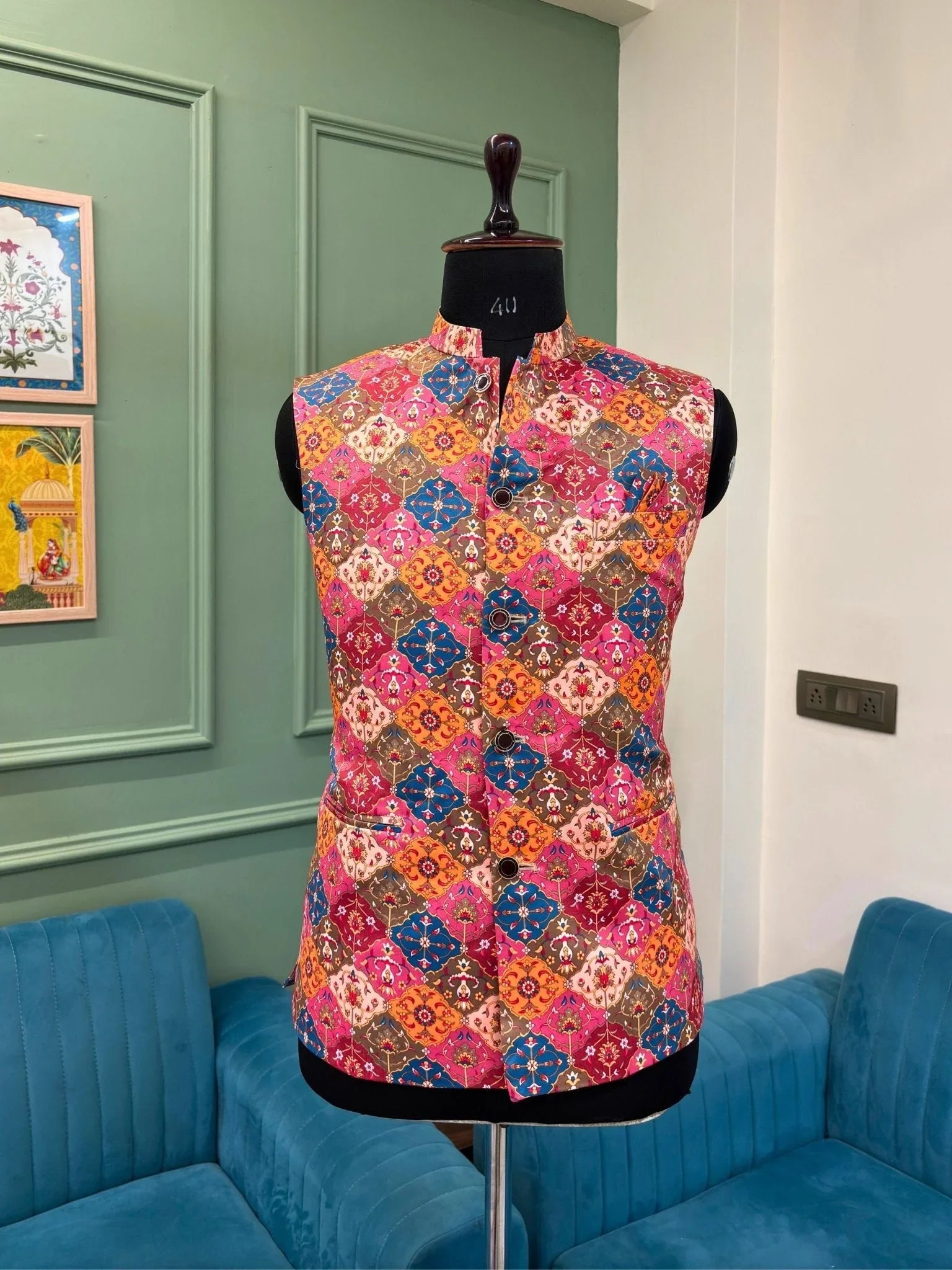 Raja's Ensemble Modi Jacket - Jaipuri Crown